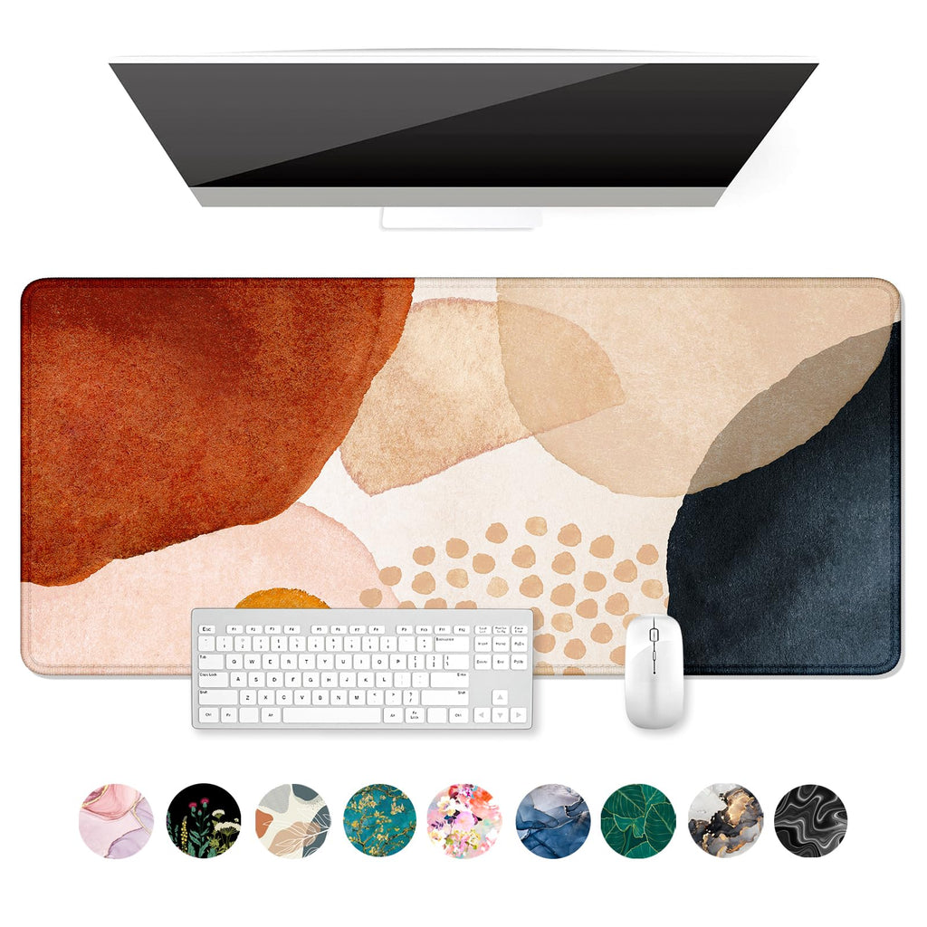 Auhoahsil Desk Mat, Ultra Large Mouse Pad, XXL Gaming Mousepad, Green Tropical Leaves Deskpad, Big Extended Full Size Mouse Pad, Desktop Desk Matt for Keyboard, Laptop & Computer, 35.5 x 15.7 in