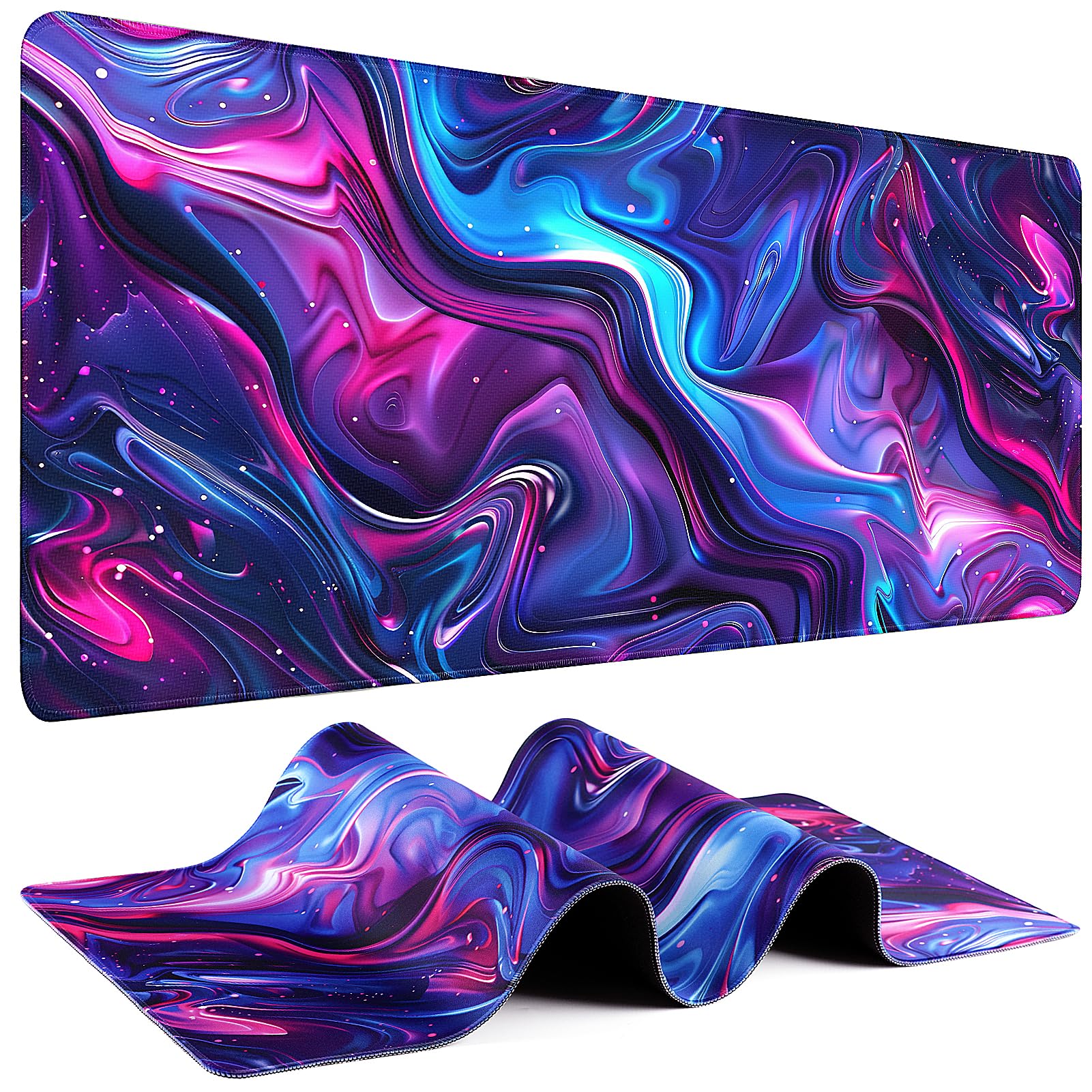 Mouse Pad Gaming - Desk Mat for Keyboard and Mouse - Kanagawa Large Mouse Pad for Desk, Japanese Sea Wave Mousepad (31.5 x 11.8inch) with Non-Slip Base, Desks Pad Mat for Game, Office and Home