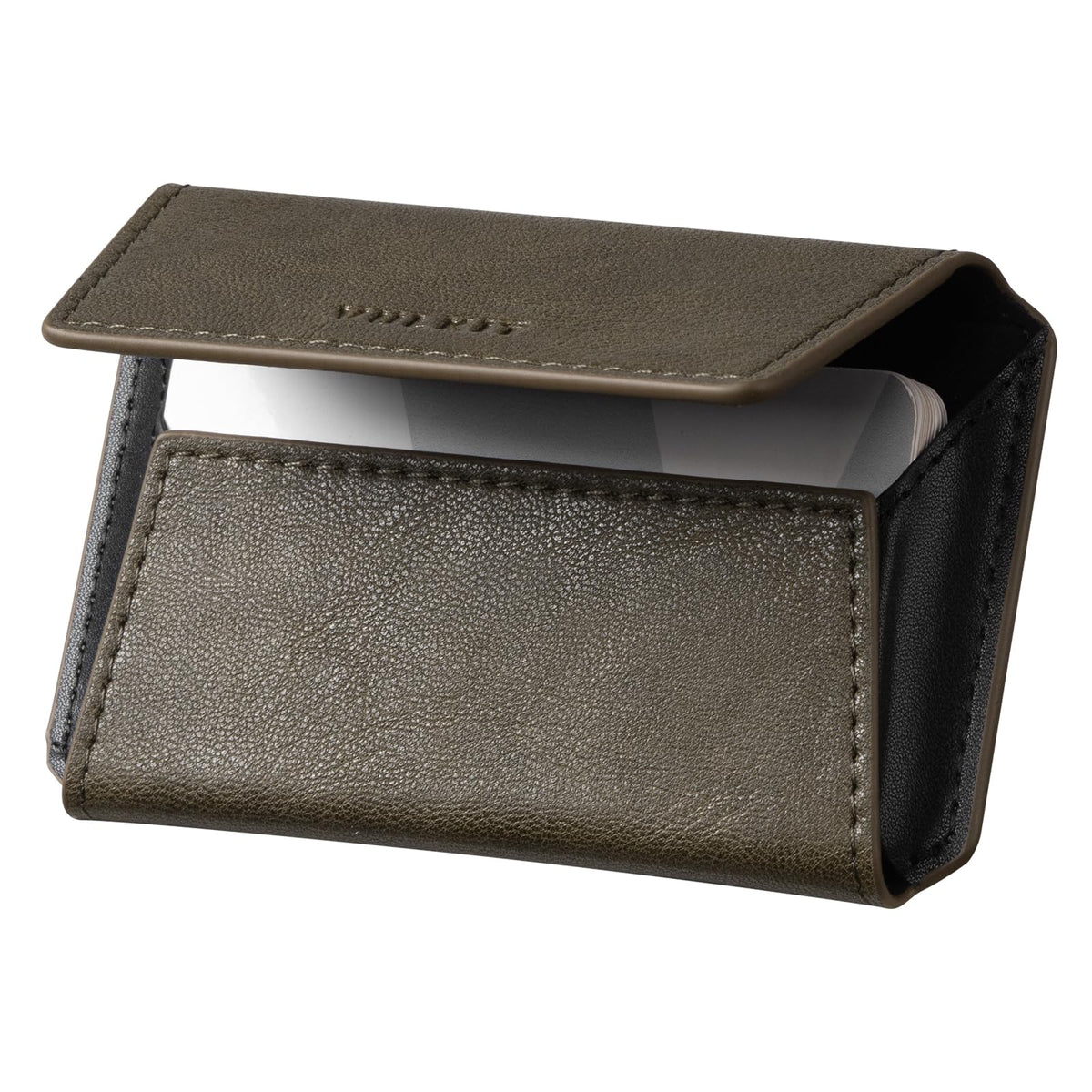 VULKIT Leather Business Card Holder Case for Men Slim Pocket Business Card Wallet Name Card Case Holder, Holds 20 Business Cards Brown