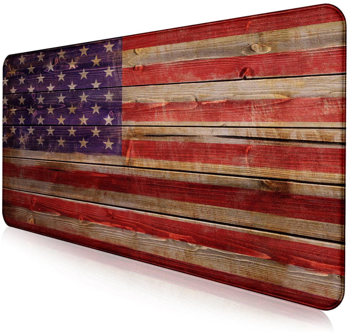 Retro American Flag XL Gaming Mouse Pad with Stitching Edge Laptop Desk Mat