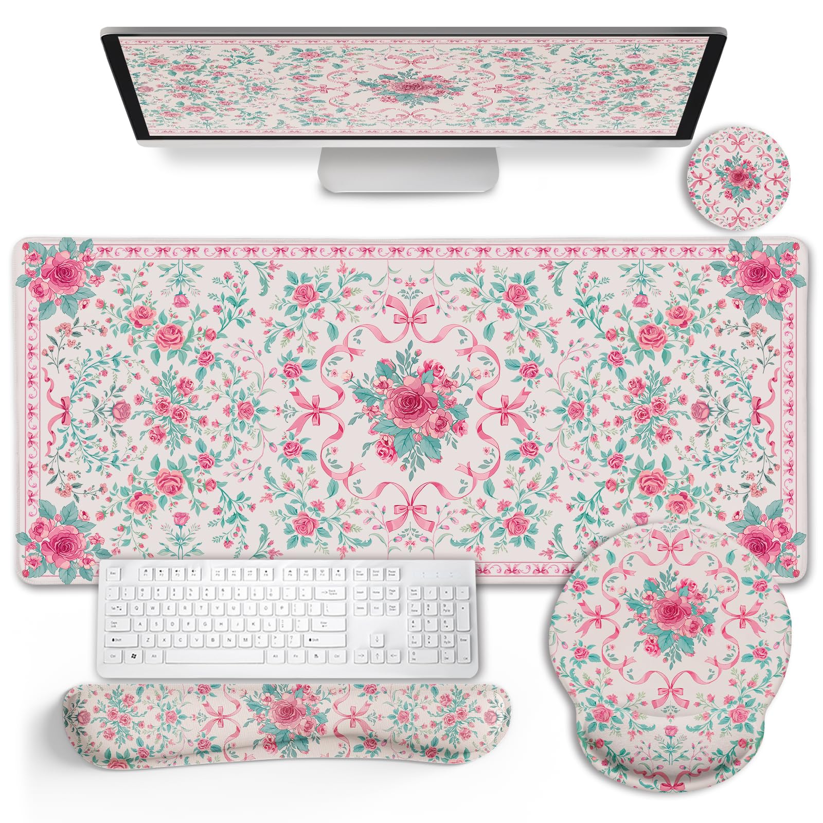 LIMKRIAN Goth Skull Mouse Pad Set Large Desk Mat for Desktop Decor