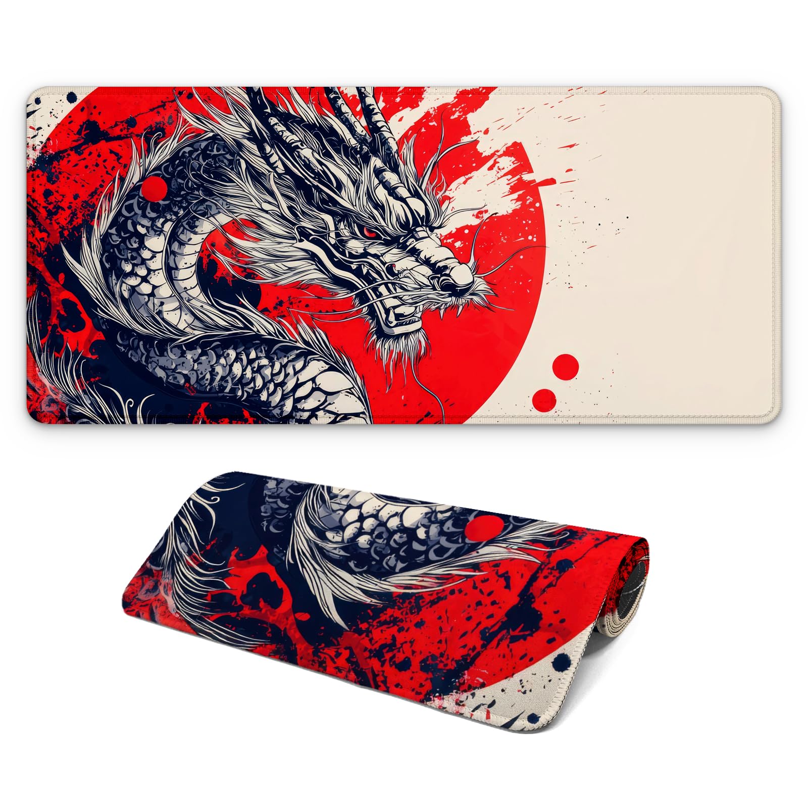 Large Computer Mouse Pad with Non-Slip Base for Desktop, Cute Gaming Mouse Mat with Stitched Edges, Long Extended Anime Mousepad for Laptop, 31.5 x 11.8 inches (Cute Ribbon Bow)
