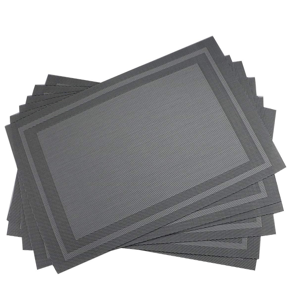 Place Mats PVC Set of 6, Table Placemats Set of 6 PVC Table Mats Natural Color (6 pcs, Red Leaves)