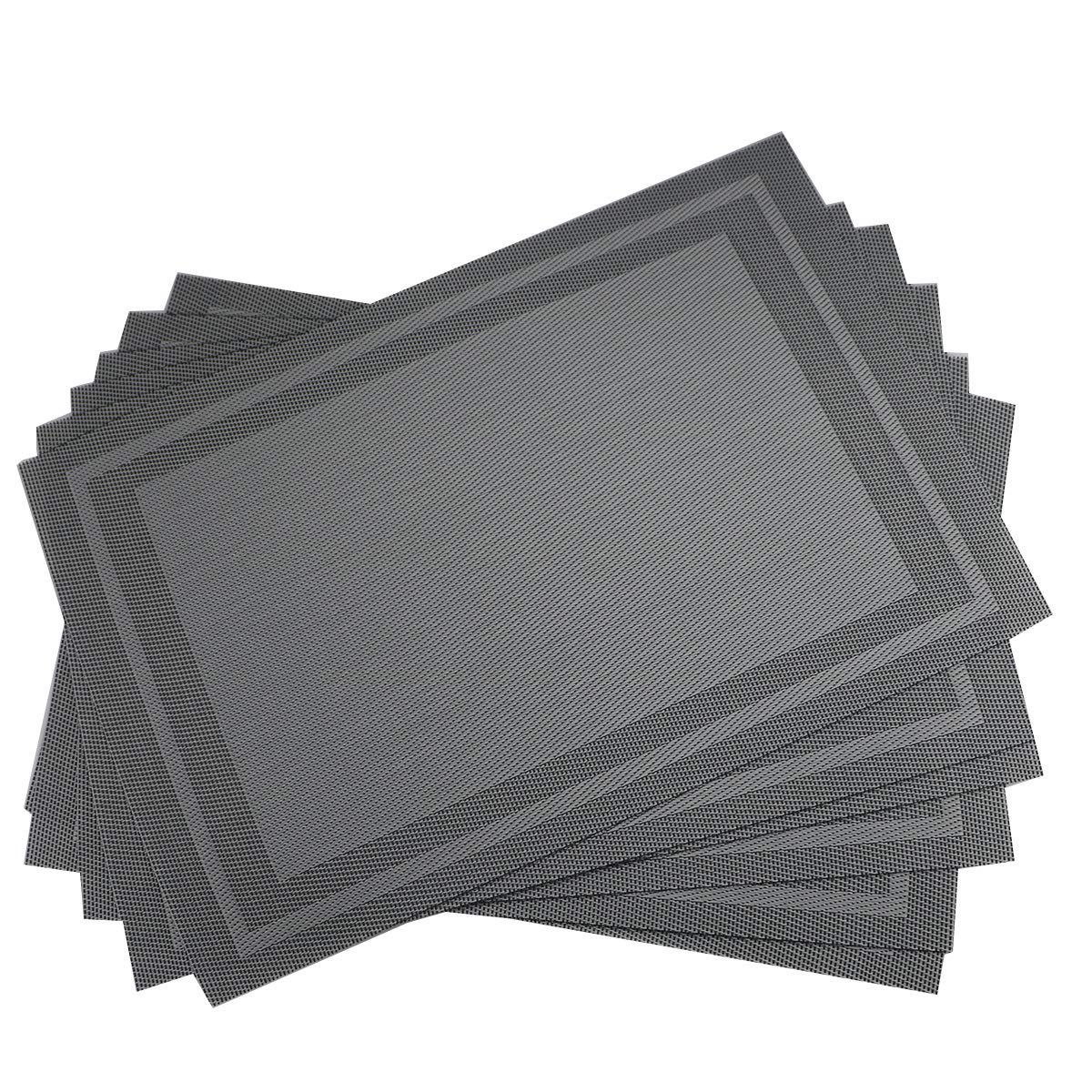 Place Mats PVC Set of 6, Table Placemats Set of 6 PVC Table Mats Natural Color (6 pcs, Red Leaves)