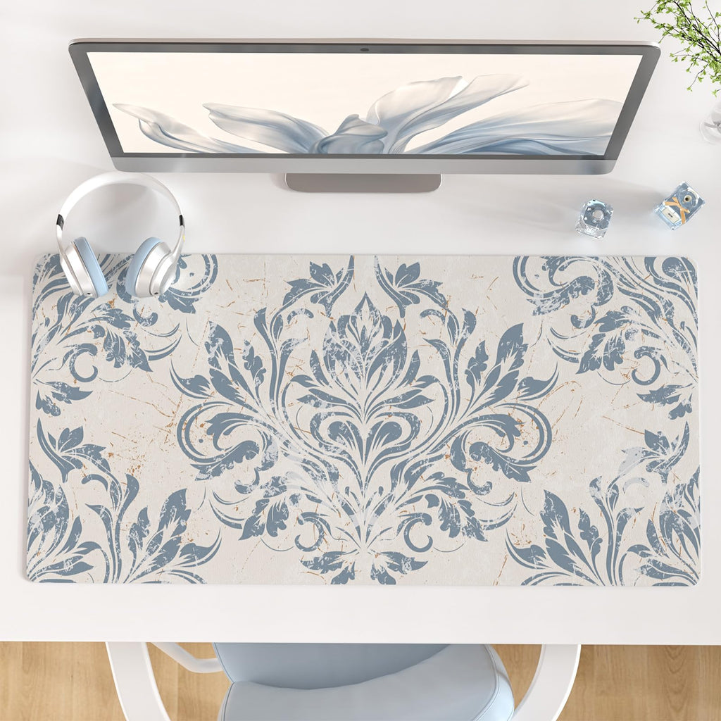 QIYI PU Leather Large Mouse Pad, Waterproof Desk Mat, 31.5" x 15.7", Peony