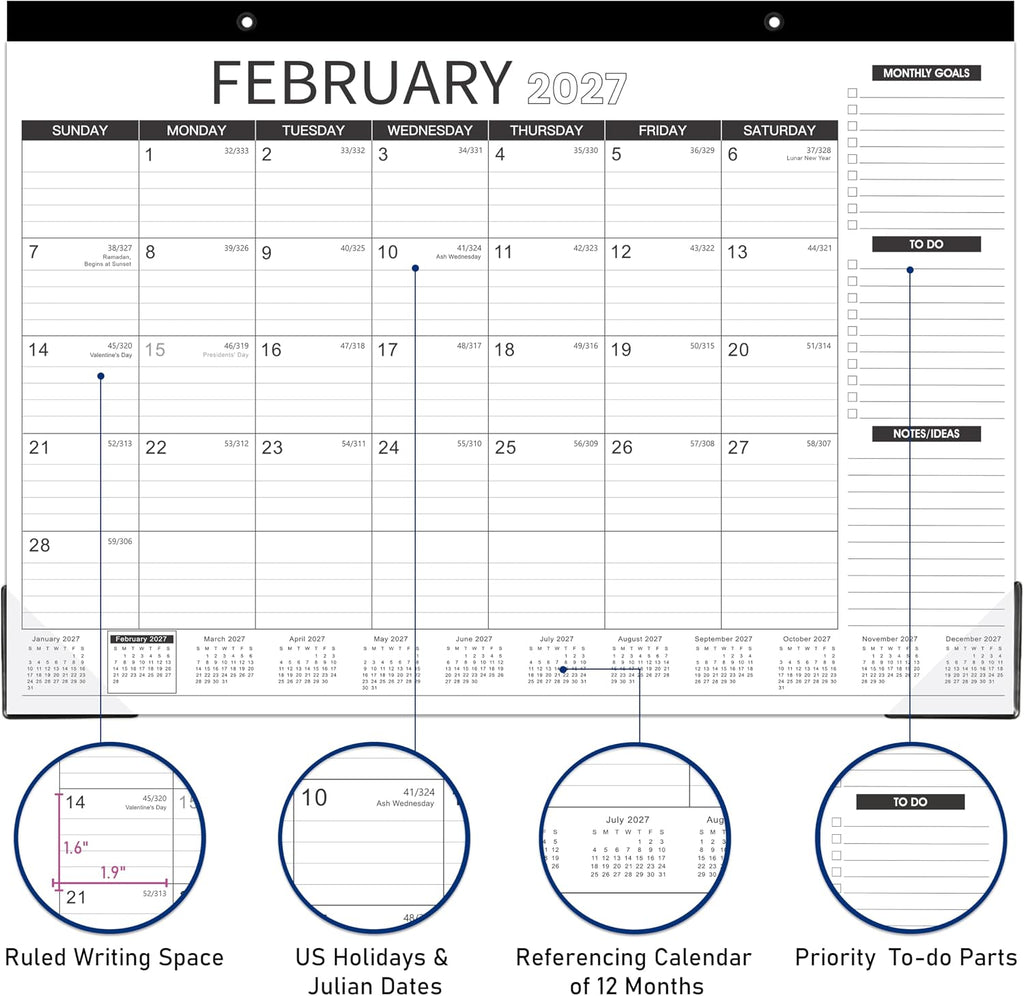 2027 Desk Calendar - Desk Calendar 2027, 18 Monthly 17" x 12"