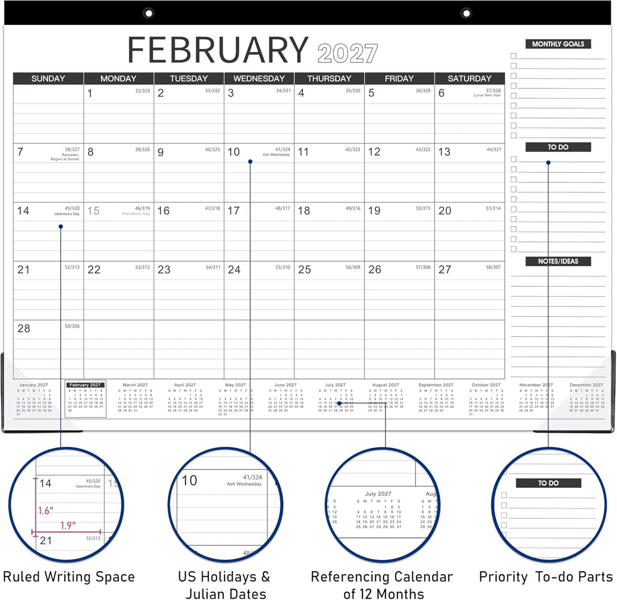 2027 Desk Calendar - Desk Calendar 2027, 18 Monthly 17" x 12"