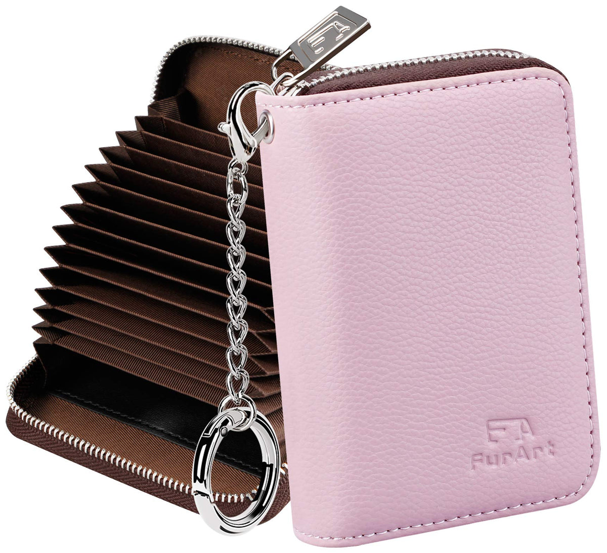 FurArt Zipper Wallet Women RFID Credit Card Holder keychain Wallet