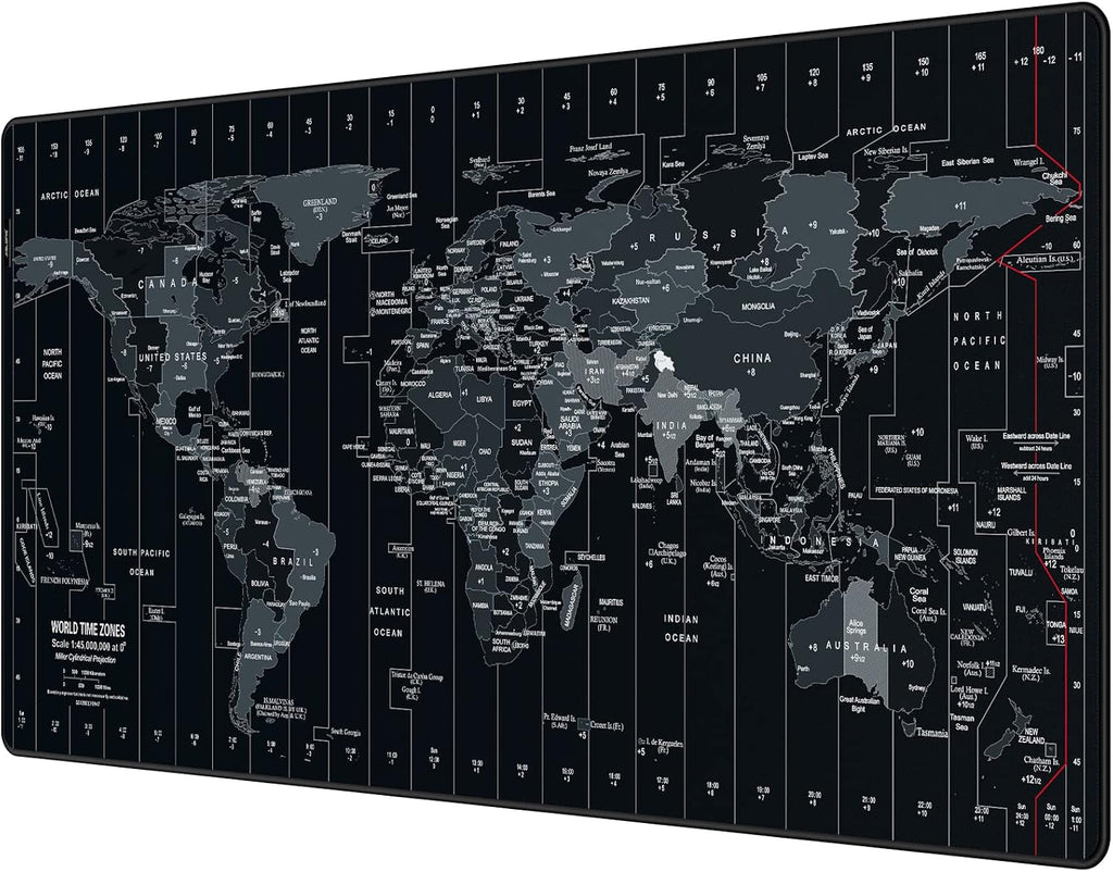 JIALONG Large Gaming Mouse Pad Extended Desk Mat XXL Mousepad with Non-Slip Keyboard Pad for Office Laptop, Computer and PC - 35.4 x 15.7 inches World Map