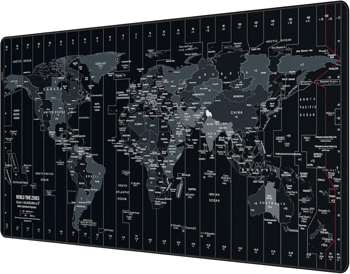 JIALONG Large Gaming Mouse Pad Extended Desk Mat XXL Mousepad with Non-Slip Keyboard Pad for Office Laptop, Computer and PC - 35.4 x 15.7 inches World Map