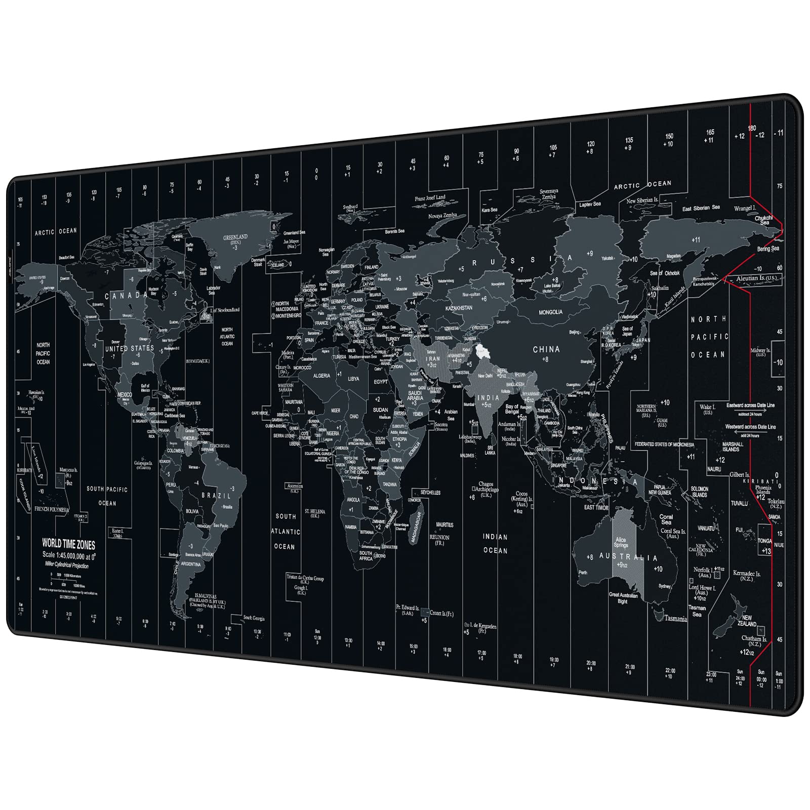 JIALONG Large Gaming Mouse Pad Extended Desk Mat XXL Mousepad with Non-Slip Keyboard Pad for Office Laptop, Computer and PC - 35.4 x 15.7 inches World Map
