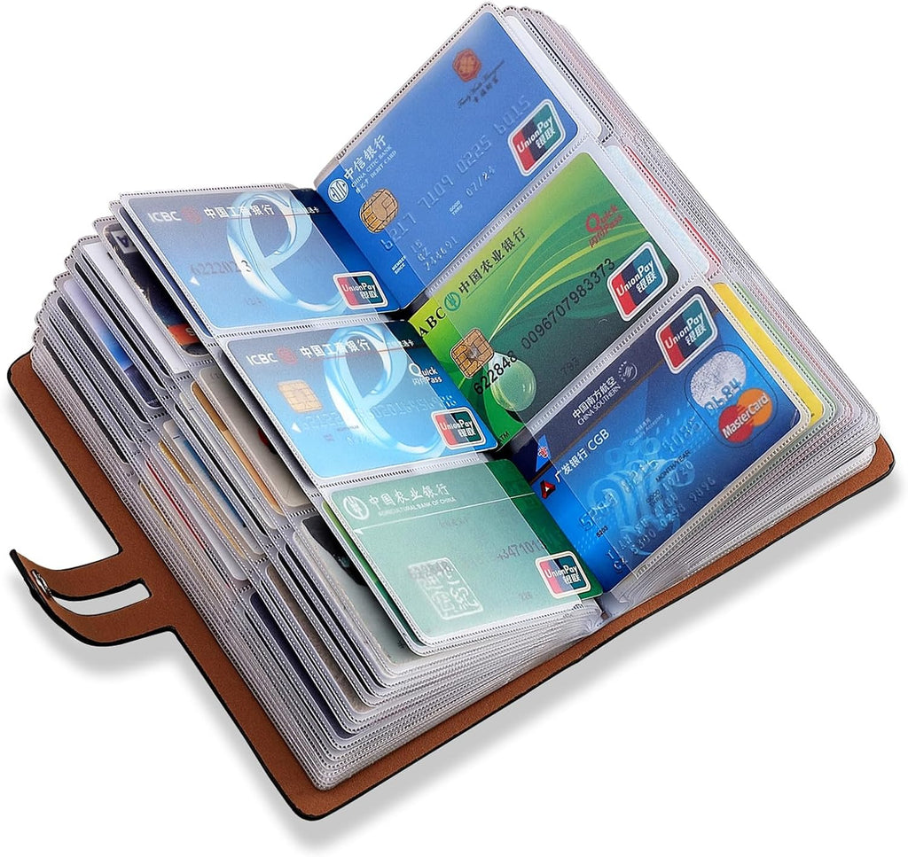 RFID Credit Card Holder Organizer, Leather Business Card Organizer with 96 Card Slots, Business Card Book to Keep Cards Neatly Organized and Prevent Jumbling, Loss, or Damage (Black)