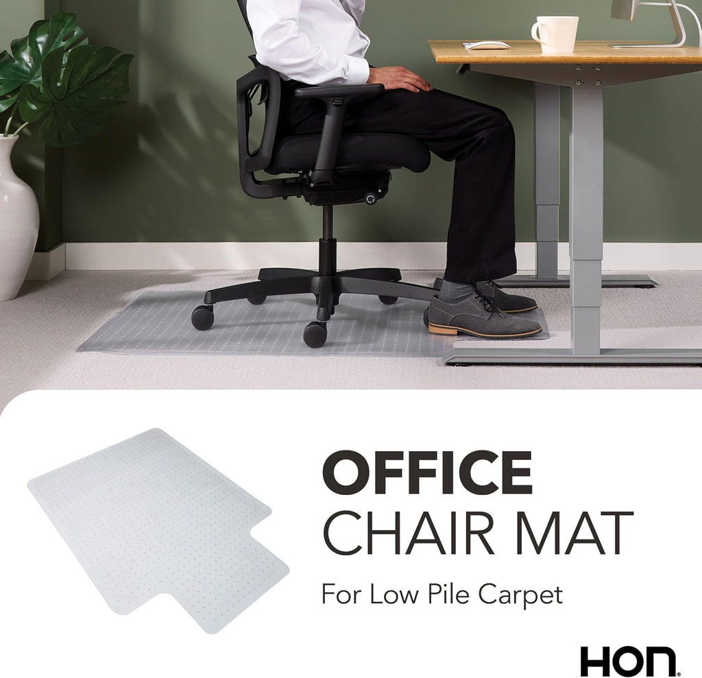 HON Office Chair Mat for Carpet, Heavy Duty, Clear Desk Mat, 36 x 48 in