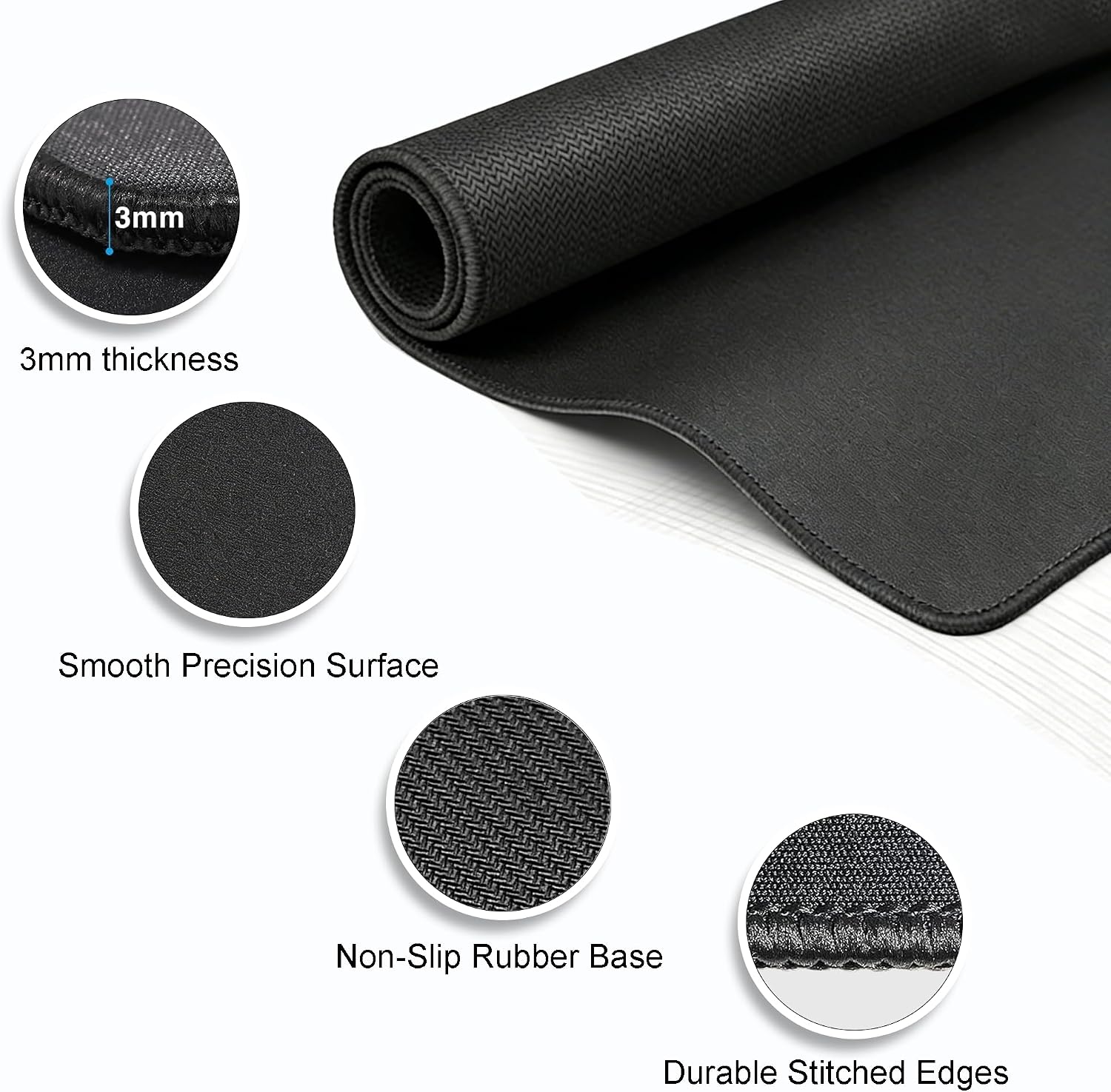 12 Pack Mouse Pads Bulk, Black Mouse Pads for Desk, Office and School