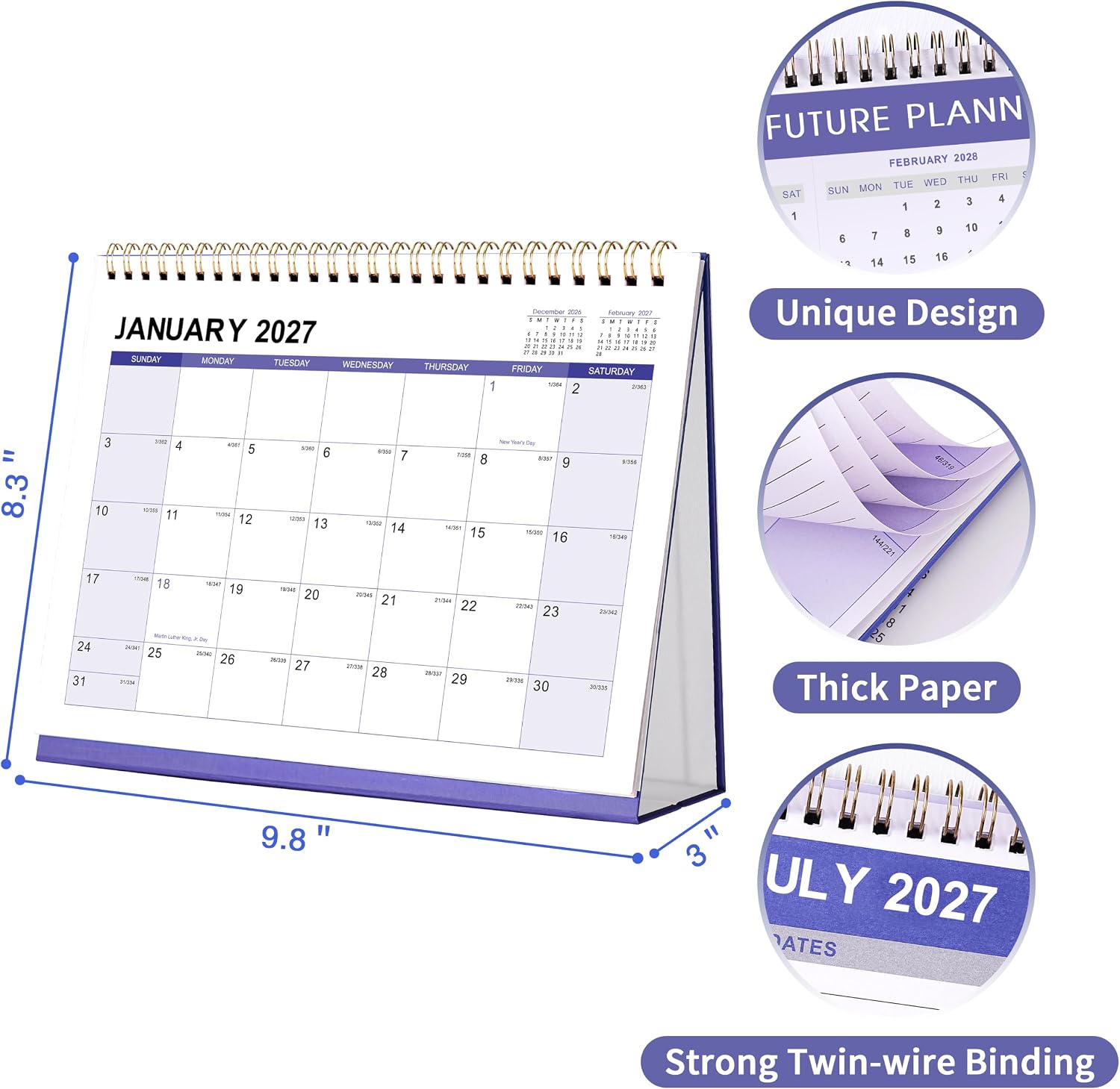 2027 Desk Calendar - Desktop Calendar 2027,12 Months Desk Calendar 2027