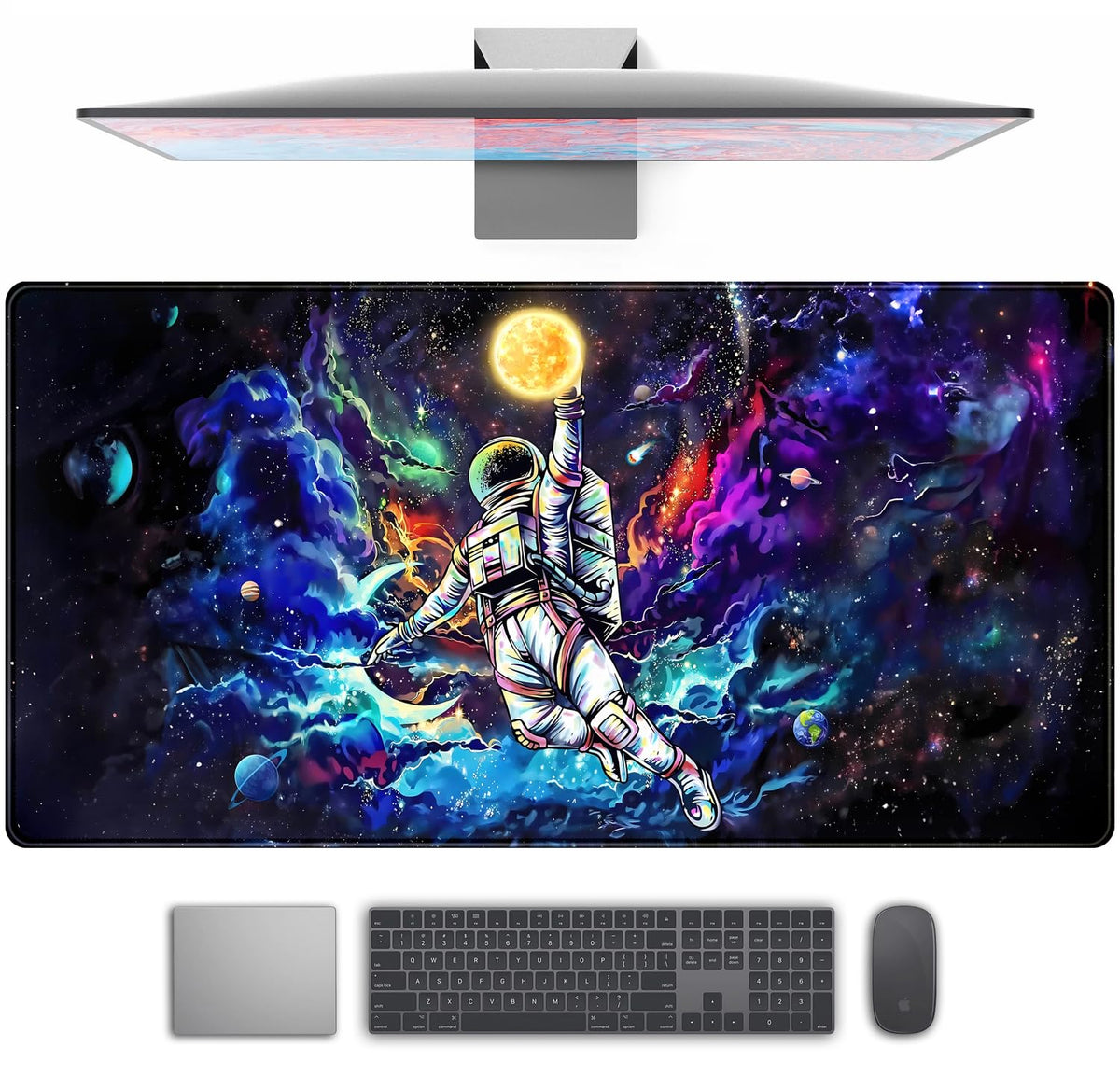 Desk Mat Forest Library Book Mouse Pad Big Desk Pad XXL Extended Gaming Large Mouse Pad for Desk Rubber Base Mousepad with Stitched Edges, Keyboard Mouse Mat for Work Game Office Home 31.5x15.7 in