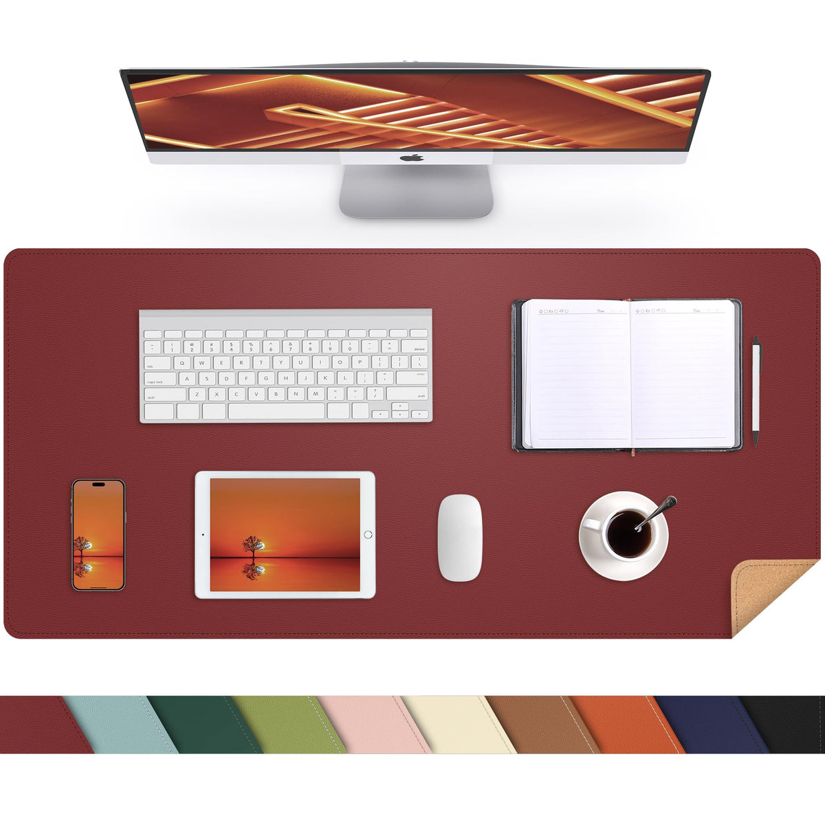 AFIING Large Desk Mat, 47" x 17", Black