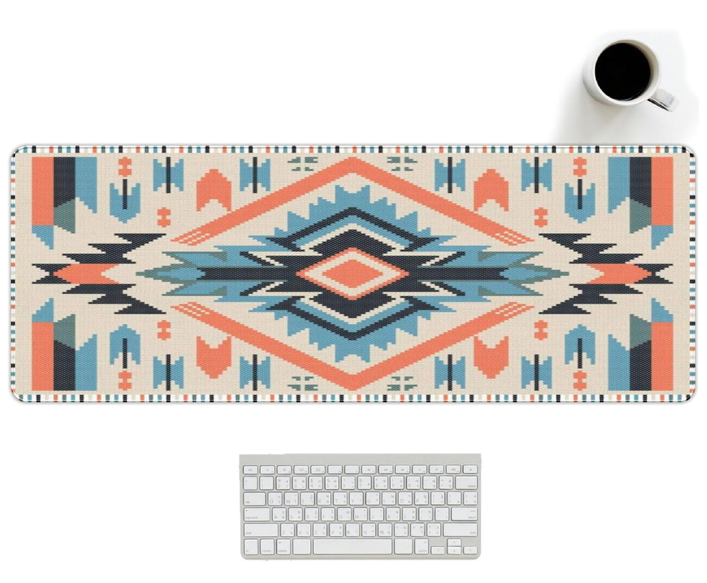 UTELKA Blue Desk Mat, Flroal Desk Matt for Desktop Mouse Pad 31.5x11.8