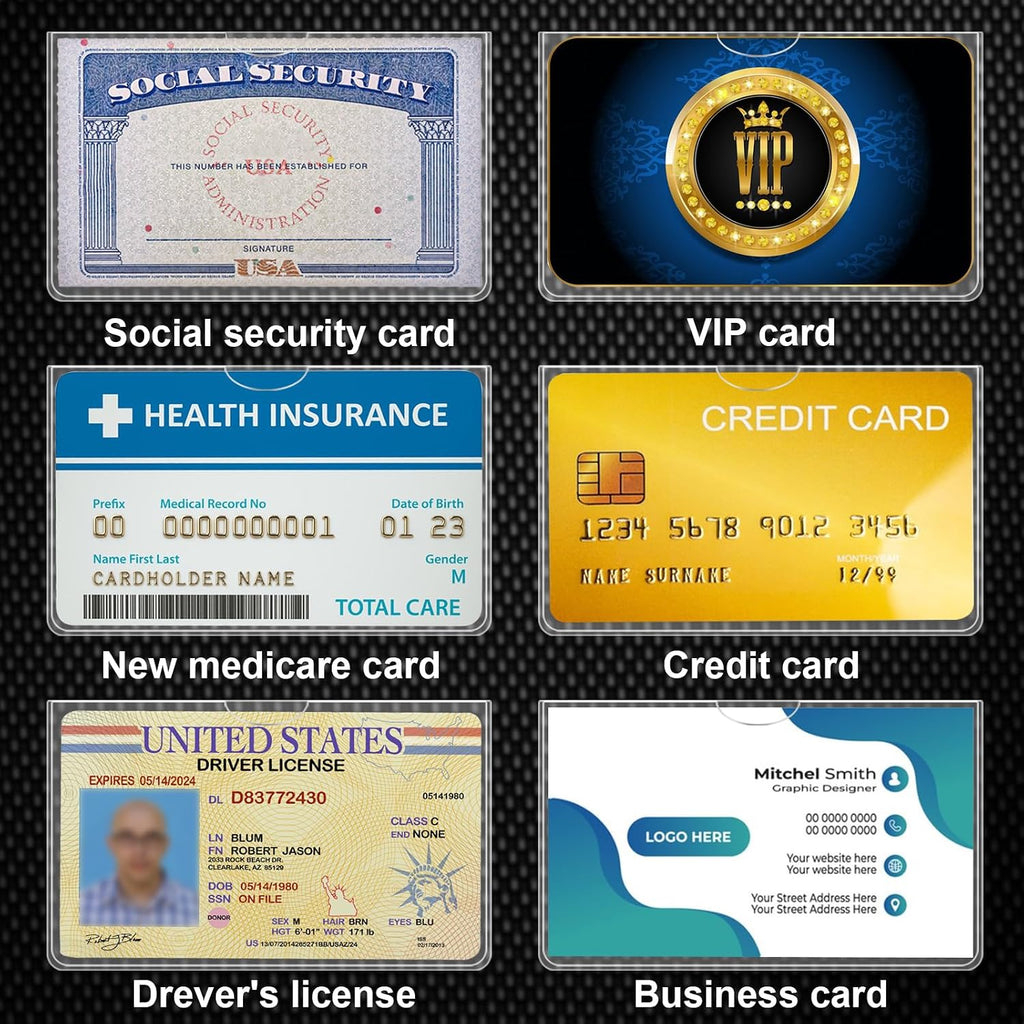 10 Pack Social Security Card Protector Medicare New Credit Card Holder,24 Mil Soft Clear Card for Waterproof SSN Card Protector，ID/Debit/Credit Card Covers Sleeve(10)
