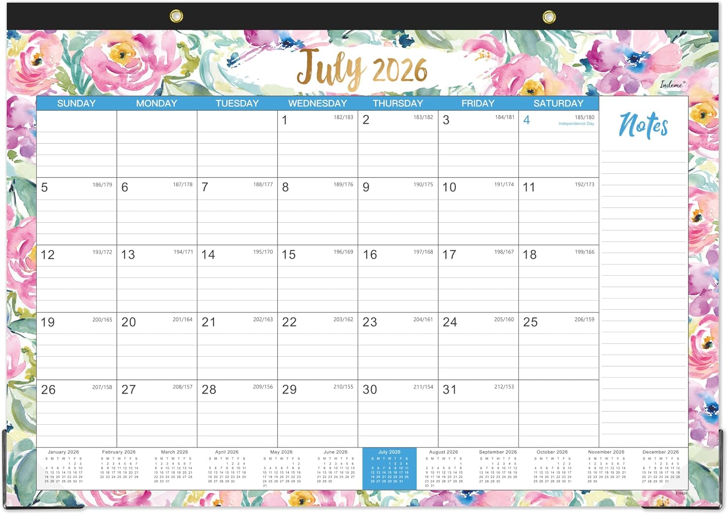 Desk Calendar 2026-2027 - Jul. 2026 - Dec. 2027, 18 Months Large Monthly Desk Calendar 2026-2027, 17" x 12", Desk Pad, Large Ruled Blocks, To-do List & Notes