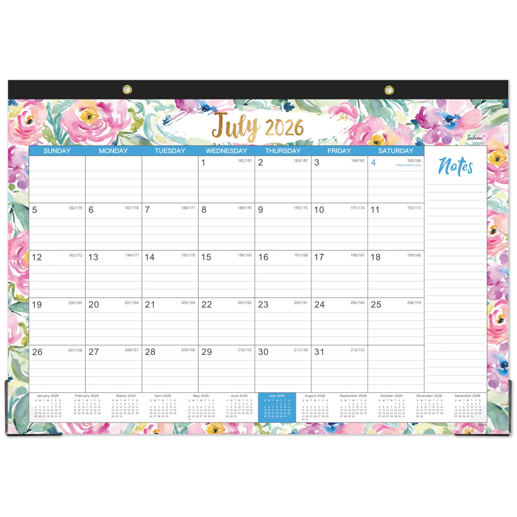 Desk Calendar 2026-2027 - Jul. 2026 - Dec. 2027, 18 Months Large Monthly Desk Calendar 2026-2027, 17" x 12", Desk Pad, Large Ruled Blocks, To-do List & Notes