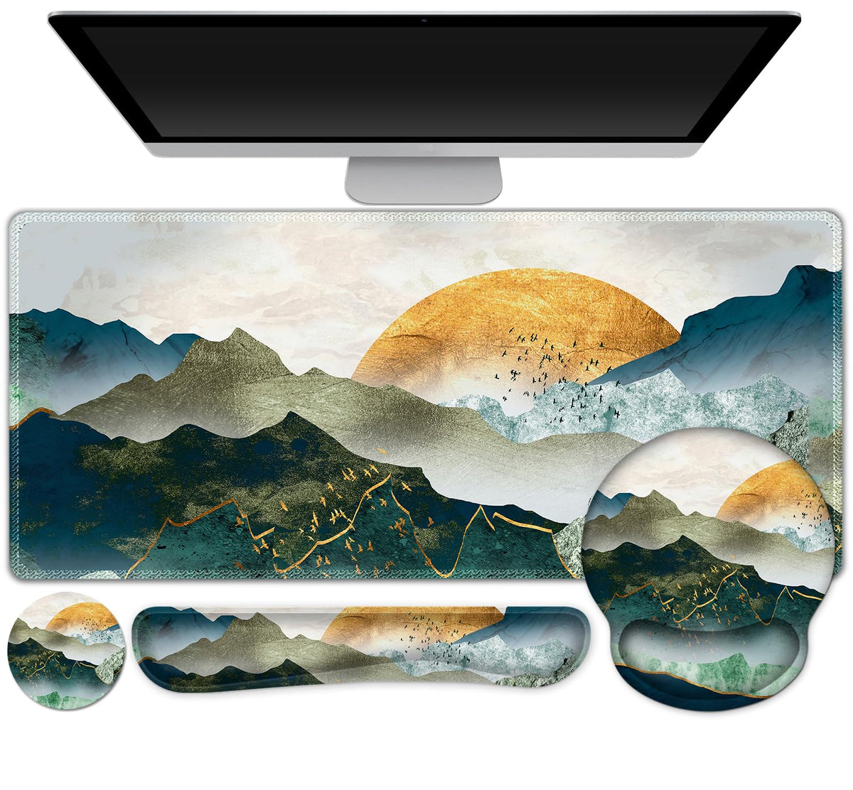 Gaming Mouse Pad Large Desk Mat, Cute Purple Marble Rose Desk Pad Protector