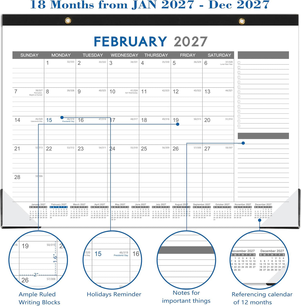 2027 Desk Calendar - 12 Months Calendar from January 2027 to December 2027