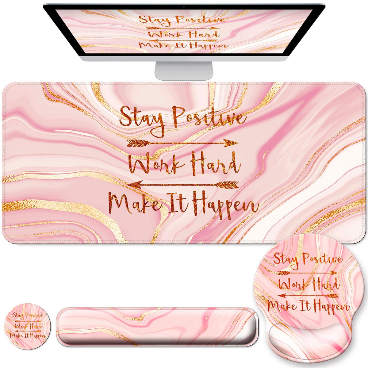 Desk Mat Set Keyboard and Mouse Pad with Wrist Rest Support