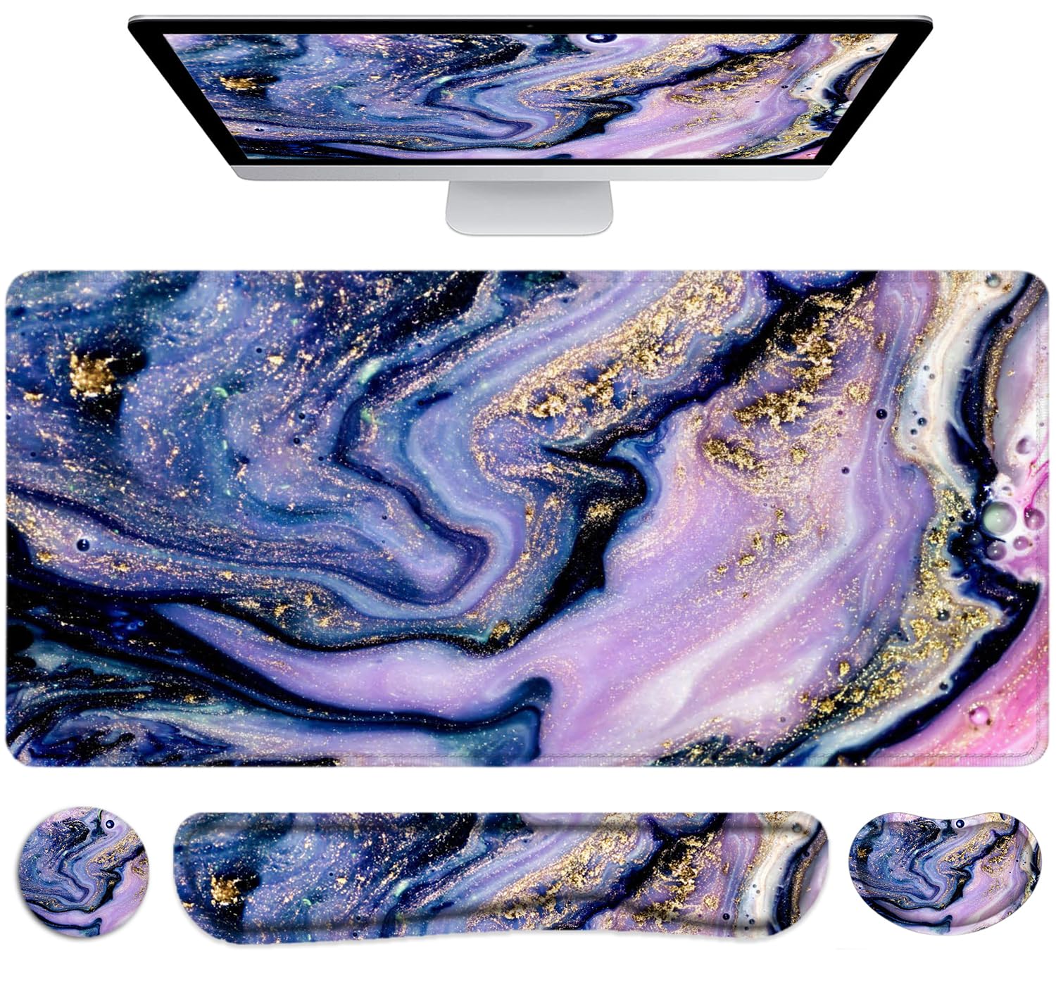 Large Mouse Pad with Wrist Rest, 4-in-1 Wrist Rest for Keyboard and Mouse