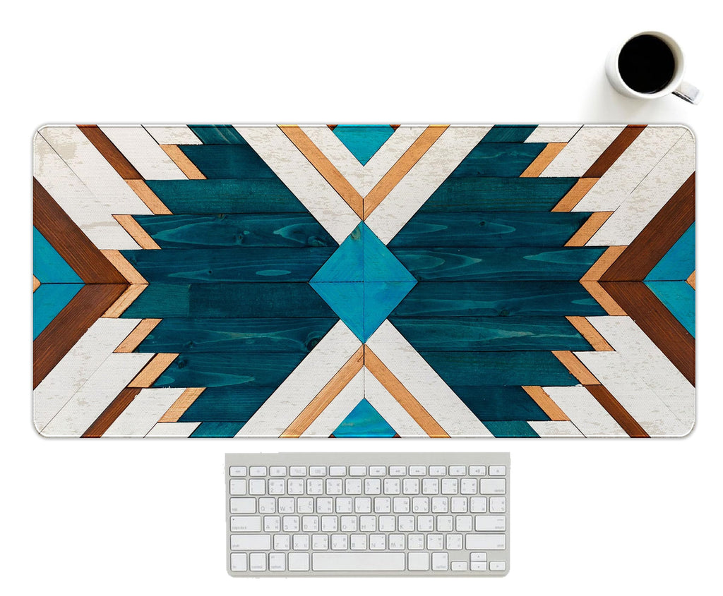 UTELKA Blue Desk Mat, Flroal Desk Matt for Desktop Mouse Pad 31.5x11.8