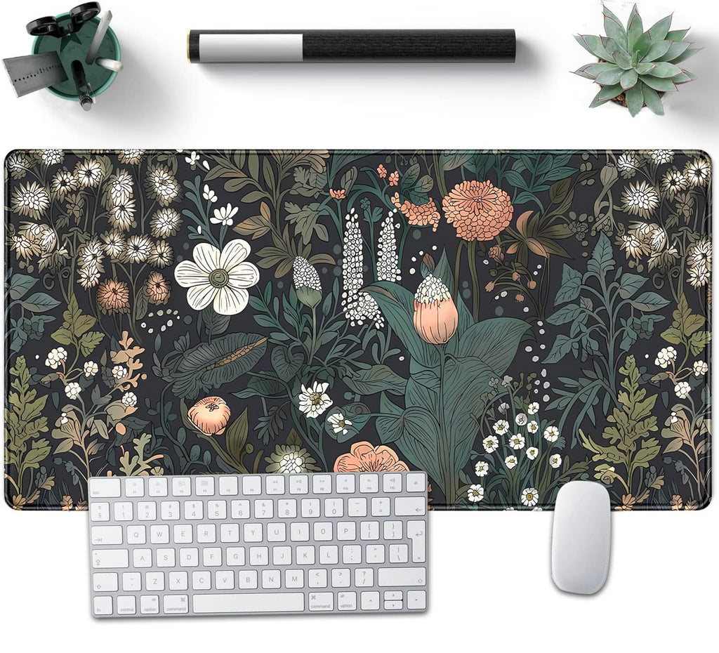 Checkered Desk Mat Cute Pink Pastel XXL Large Mouse Pad Aesthetic Boho Desk Pad with Stitched Edges, Office Decor Keyboard Pad Mouse Mat for Computer