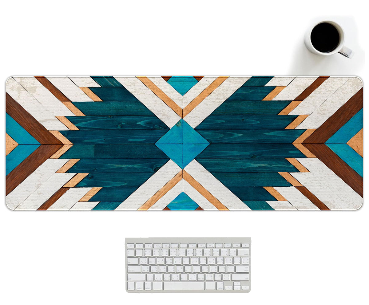 UTELKA Blue Desk Mat, Flroal Desk Matt for Desktop Mouse Pad 31.5x11.8