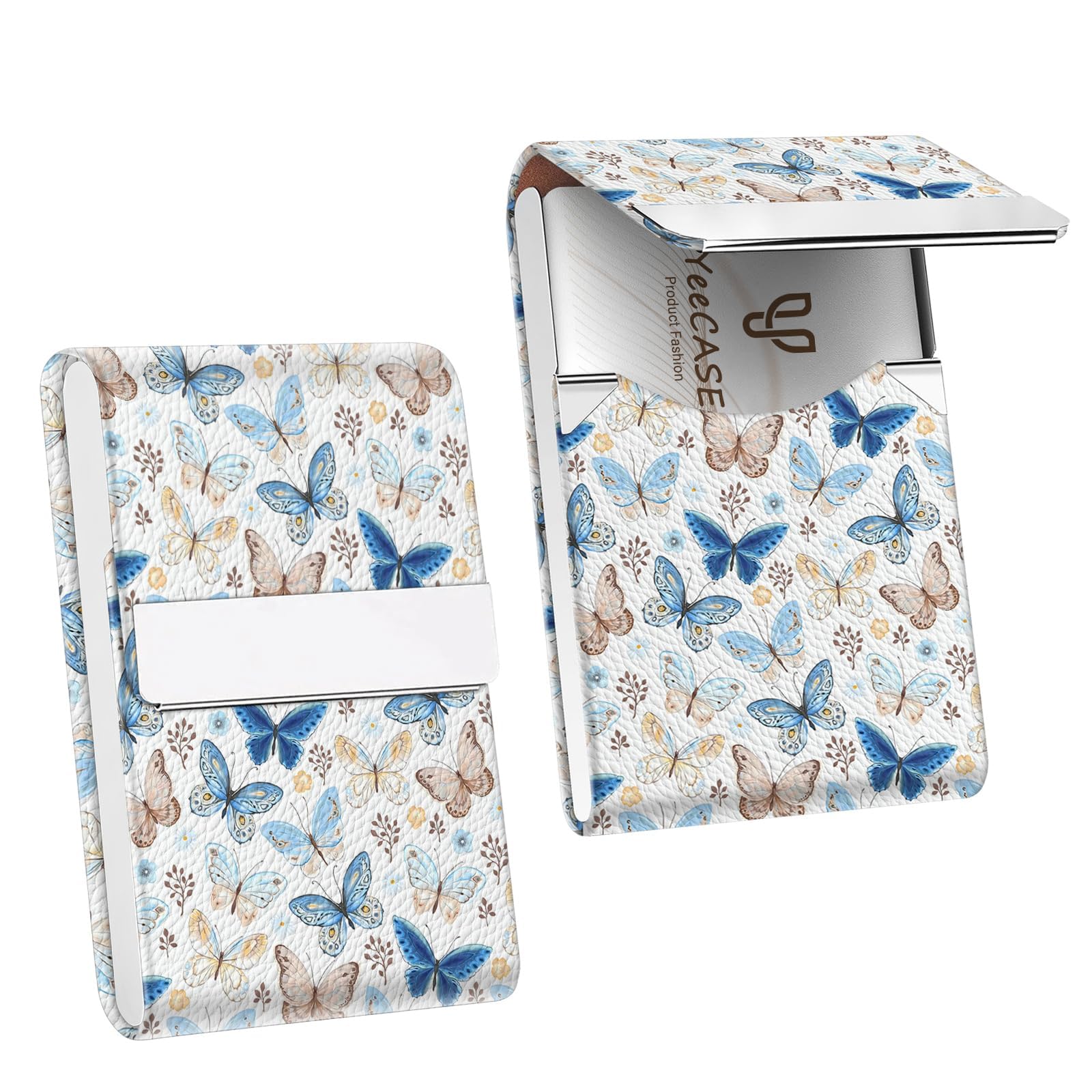2Pack Business Card Holder, Metal Slim Business Card Case, RFID Blocking