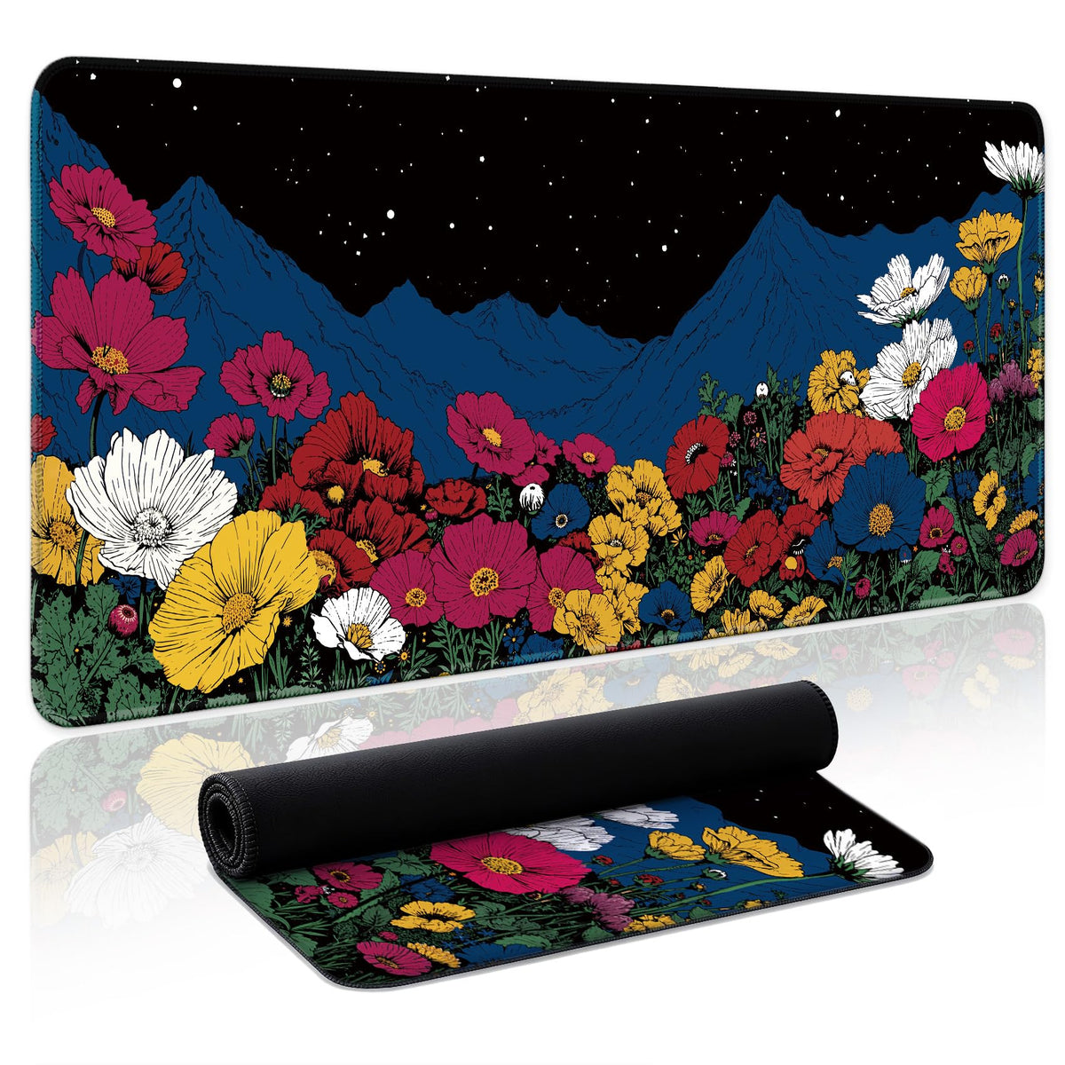 Aesthetic Desk Mat, Cute Enchanted Garden Desk Pad Protector for Work & Decor, 31.5" x 11.8", Pretty Non-Slip Extended Mouse Pad for Office or Home
