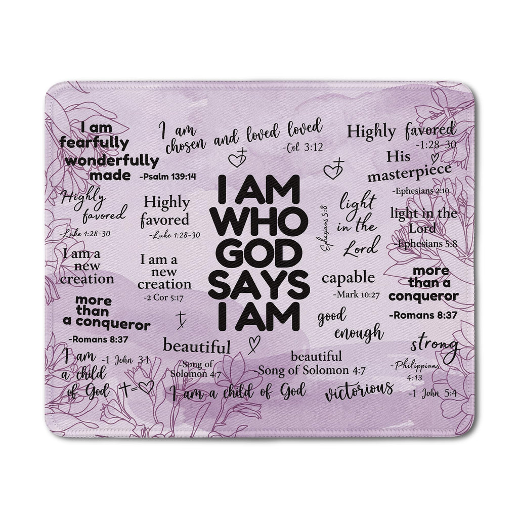 Inspirational Christian God Says I Am Mouse Pad, Minimalist Boho Floral Bible Verse Affirmation Mouse Pads Mousepad for Home Office Dorm Computers Laptop Supplies Desk Accessories, 9.5x7.9 Inch