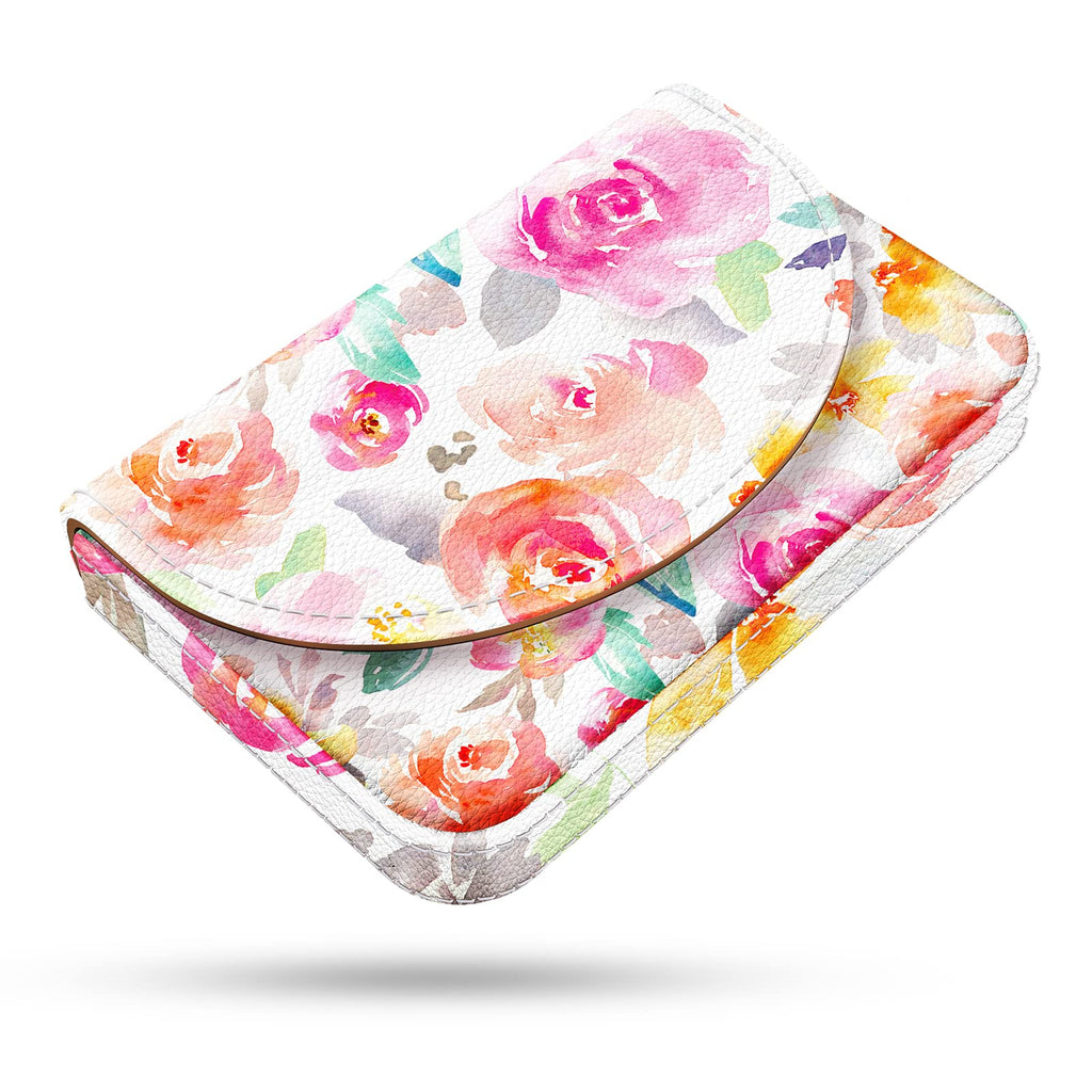 Business Card Holder，PU Leather Business Card Case Color Printing Pattern Card Holder Wallet，Pockets Magnetic Credit Card Holders for Men and Women，Bohemian Leaf