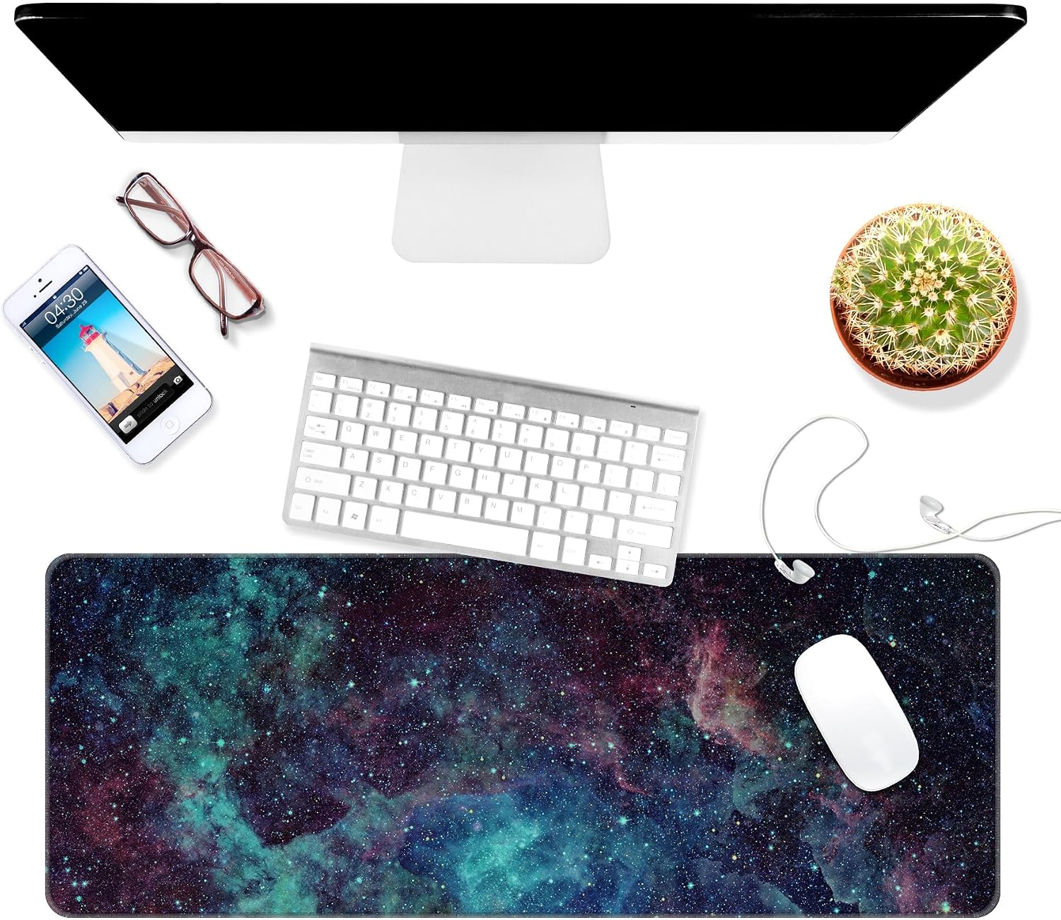 Large Thin Mouse Pad with Stitched Edges, Galaxy Space
