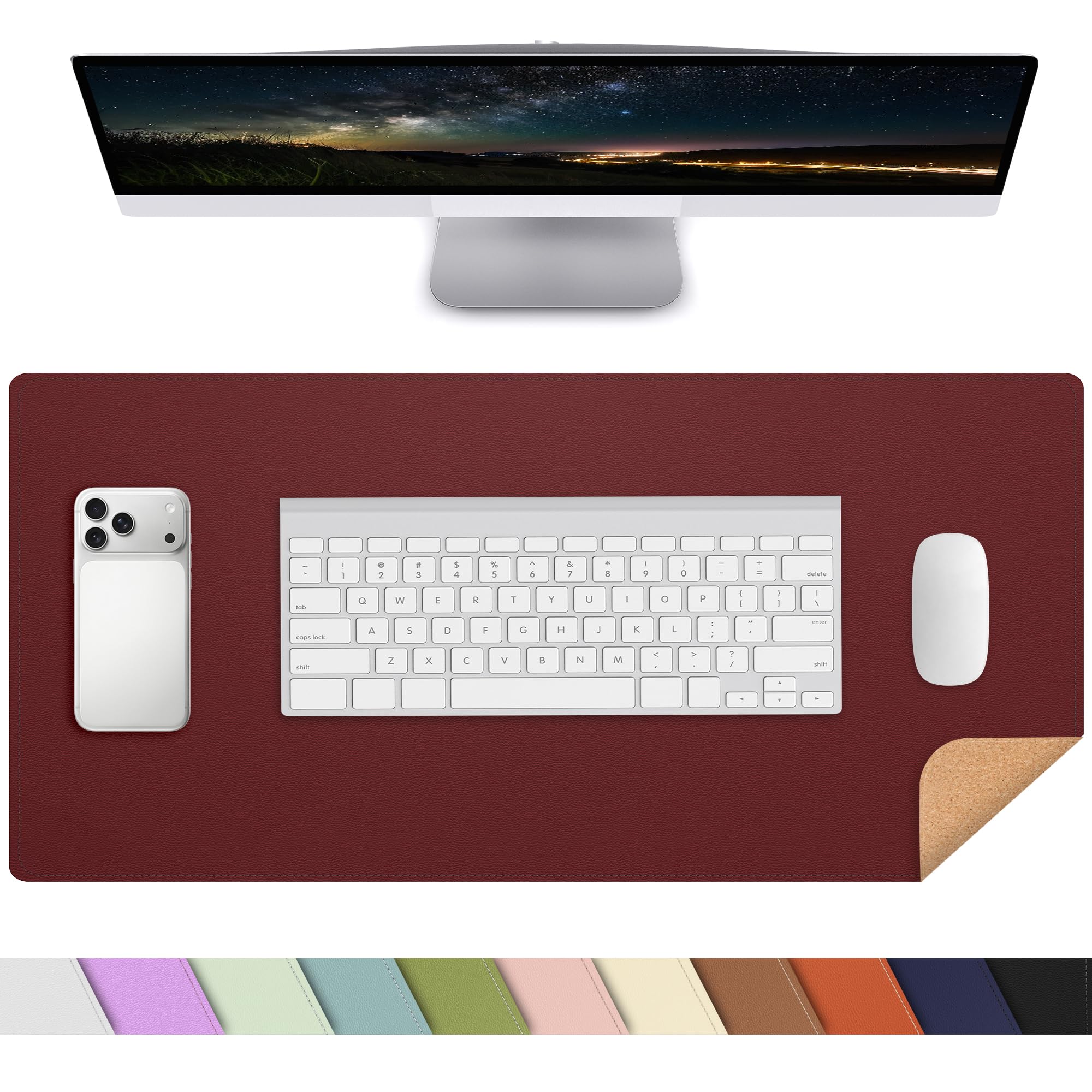 AFIING Large Desk Mat, 47" x 17", Black