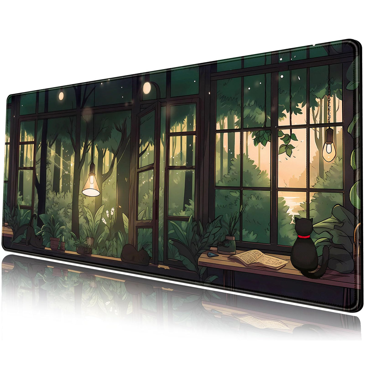 Dark Cottagecore Desk Mat Black Purple Flower XL Mouse Pad Large Gaming Mousepad Extended Vintage Aesthetic Desk Pad Keyboard Mouse Mat 31.5 x 11.8 in for Work Game Office Decor
