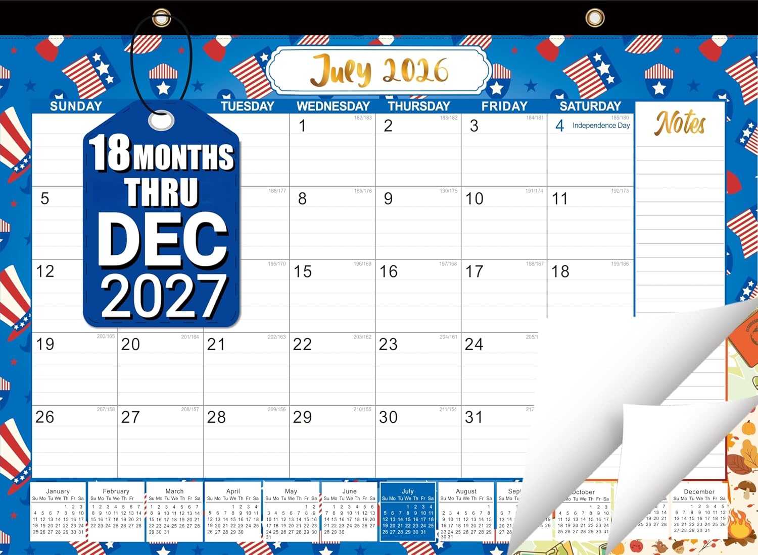 Desk Calendar 2026-2027, Large 18-Month Desk/Wall Calendar, Until Dec 2027