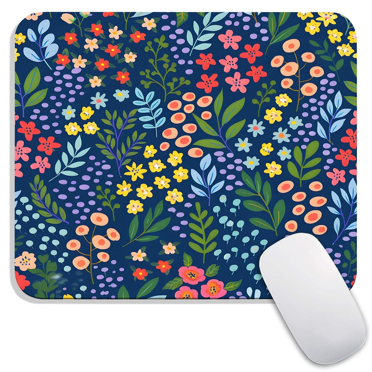 Square Mouse Pad Beautiful Flowers Plants, Personalized Premium-Textured Custom Mouse Mat Design, Washable Mousepad Cloth, Non-Slip Rubber Base Computer Mouse Pads for Wireless Mouse