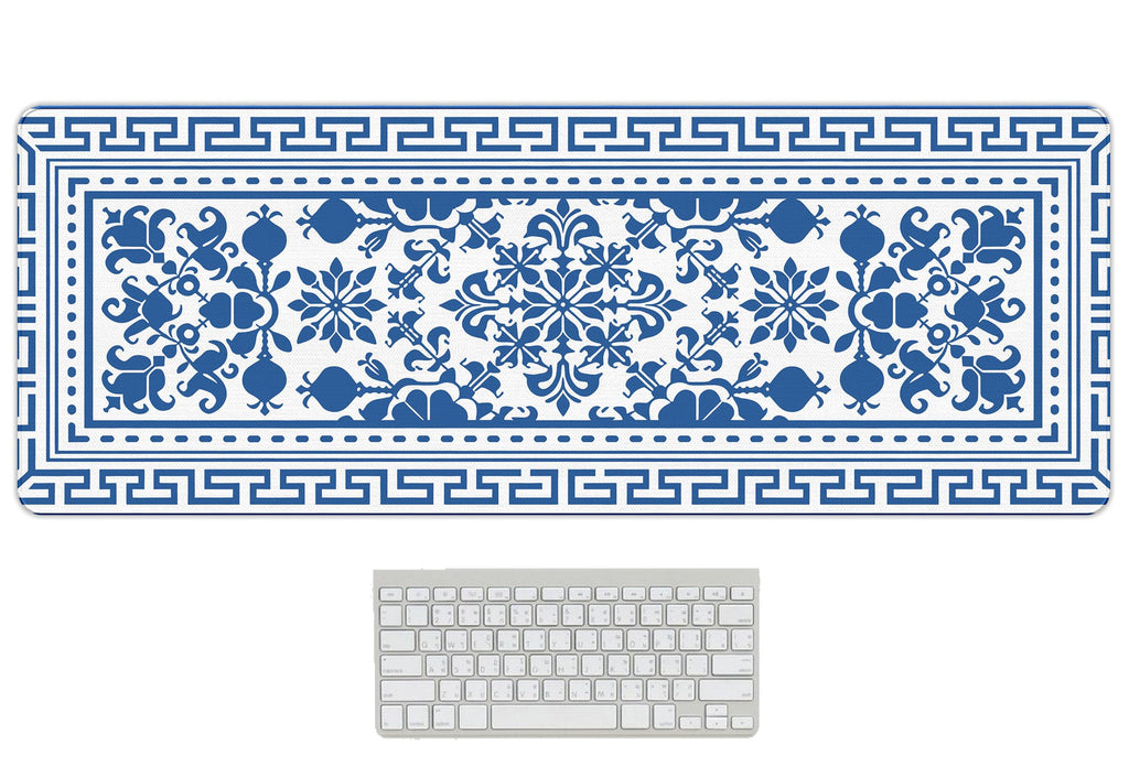 UTELKA Blue Desk Mat, Flroal Desk Matt for Desktop Mouse Pad 31.5x11.8