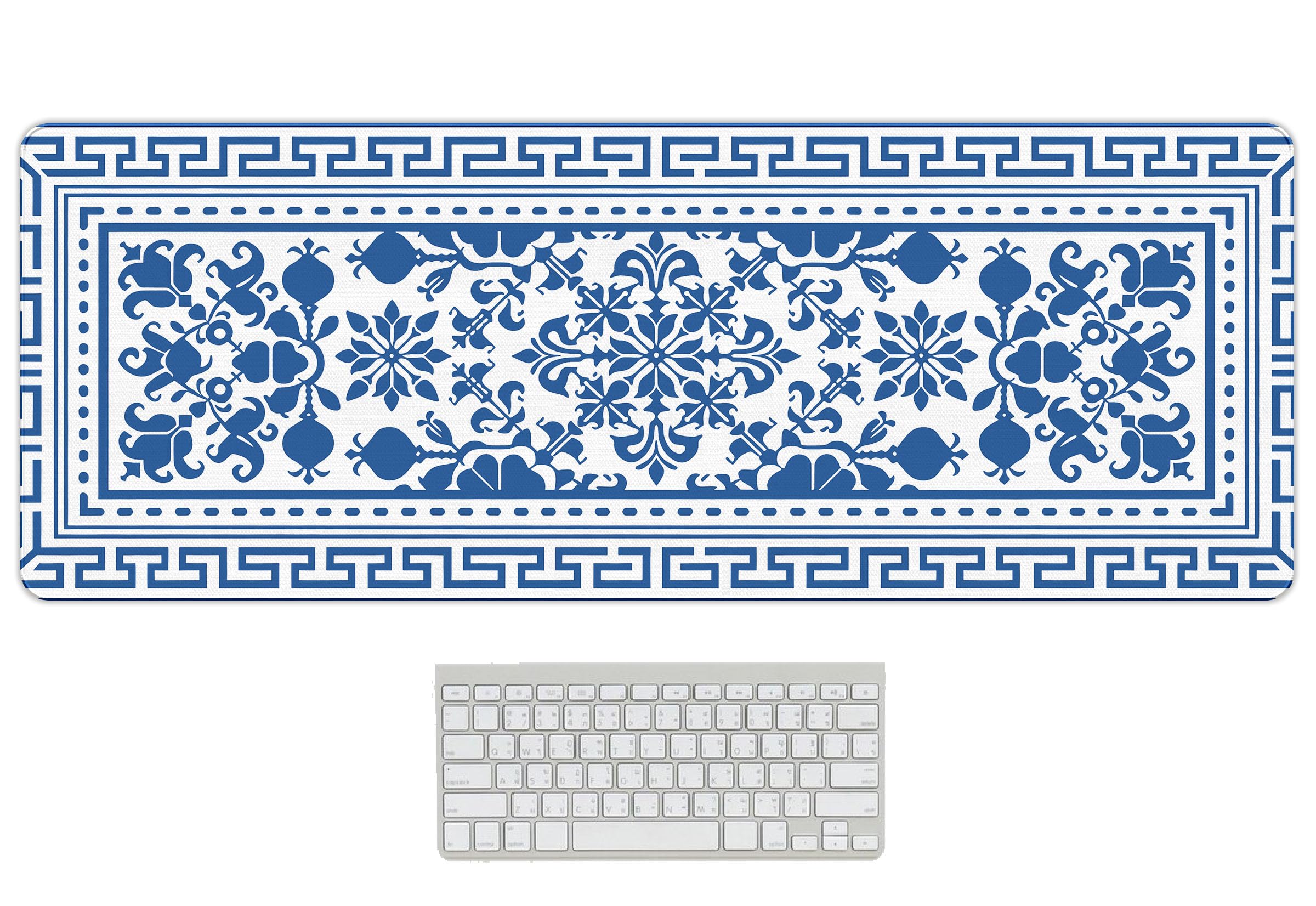 UTELKA Blue Desk Mat, Flroal Desk Matt for Desktop Mouse Pad 31.5x11.8