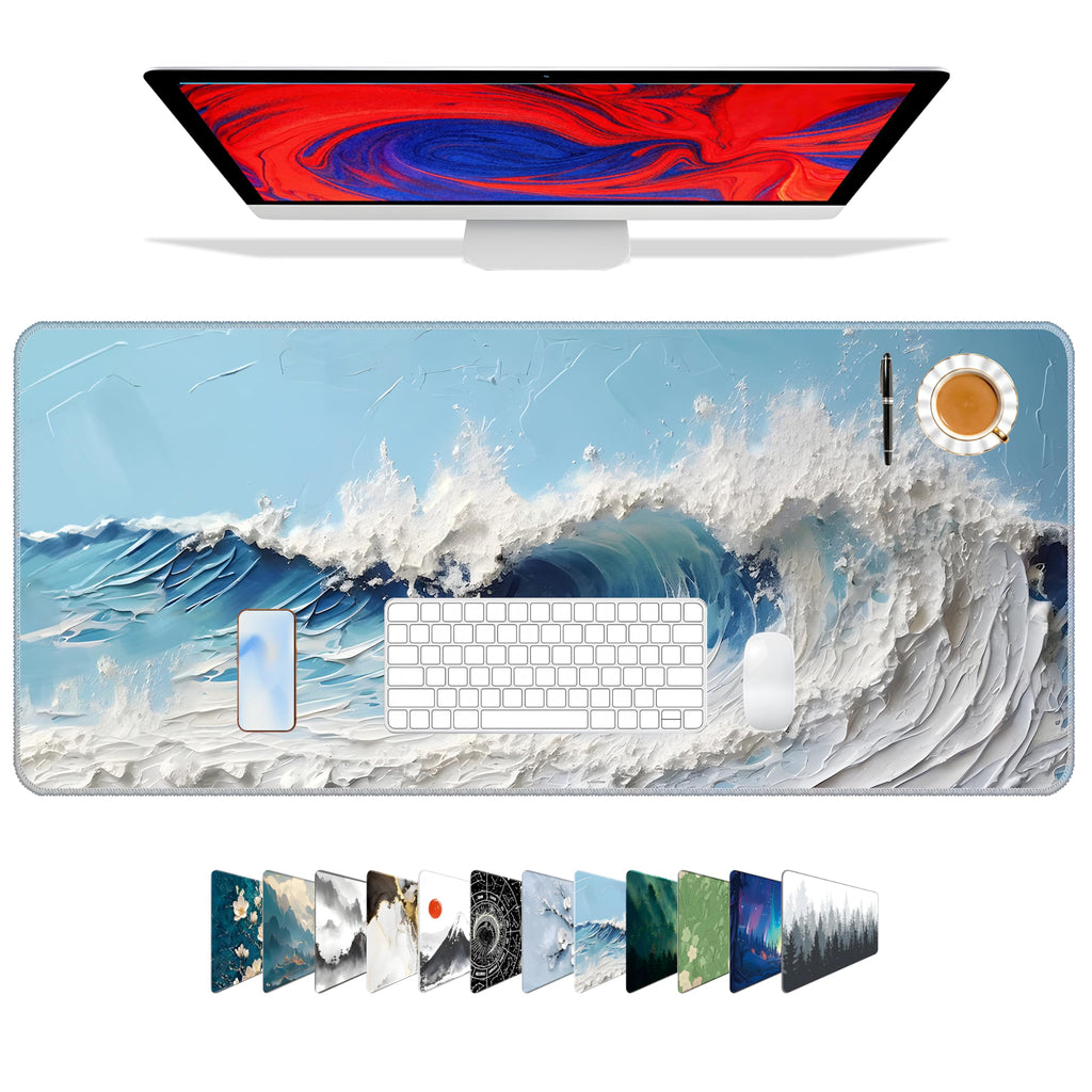 Galdas Mouse Pad For Gaming,Forest Background Pattern XXL XL Large Mouse Mat Long Extended MousePad Desk Mat Non-Slip Rubber Mice Pads Stitched Edges Thin (31.5 x 11.8 x 0.12 Inches) Tree