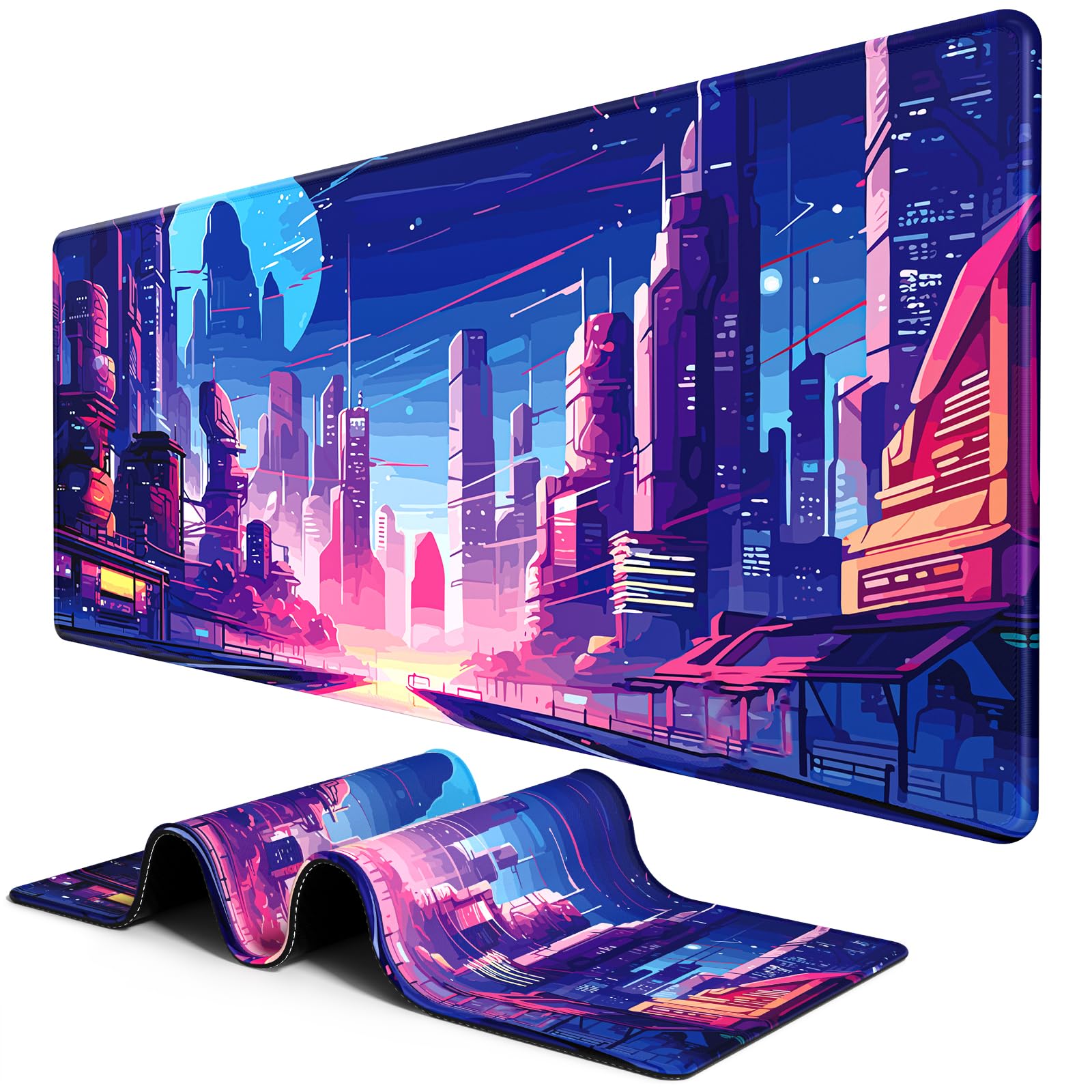 BOSOBO Extended Gaming Desk Mat, XXL Full Cover 31.5 x 11.8 Inches, Black Leopard Print