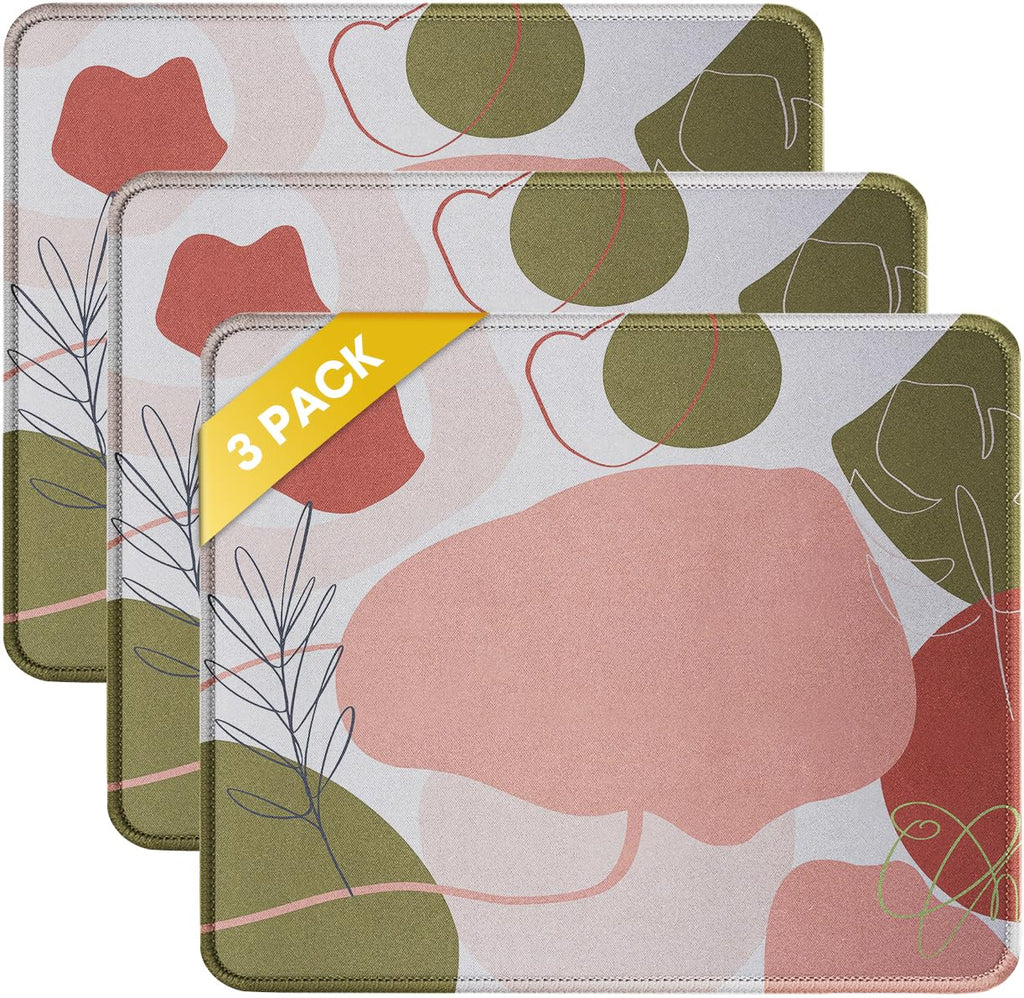 JIKIOU 3 Pack Mouse Pad with Stitched Edge, Perfect Size 10.2x8.3in Black