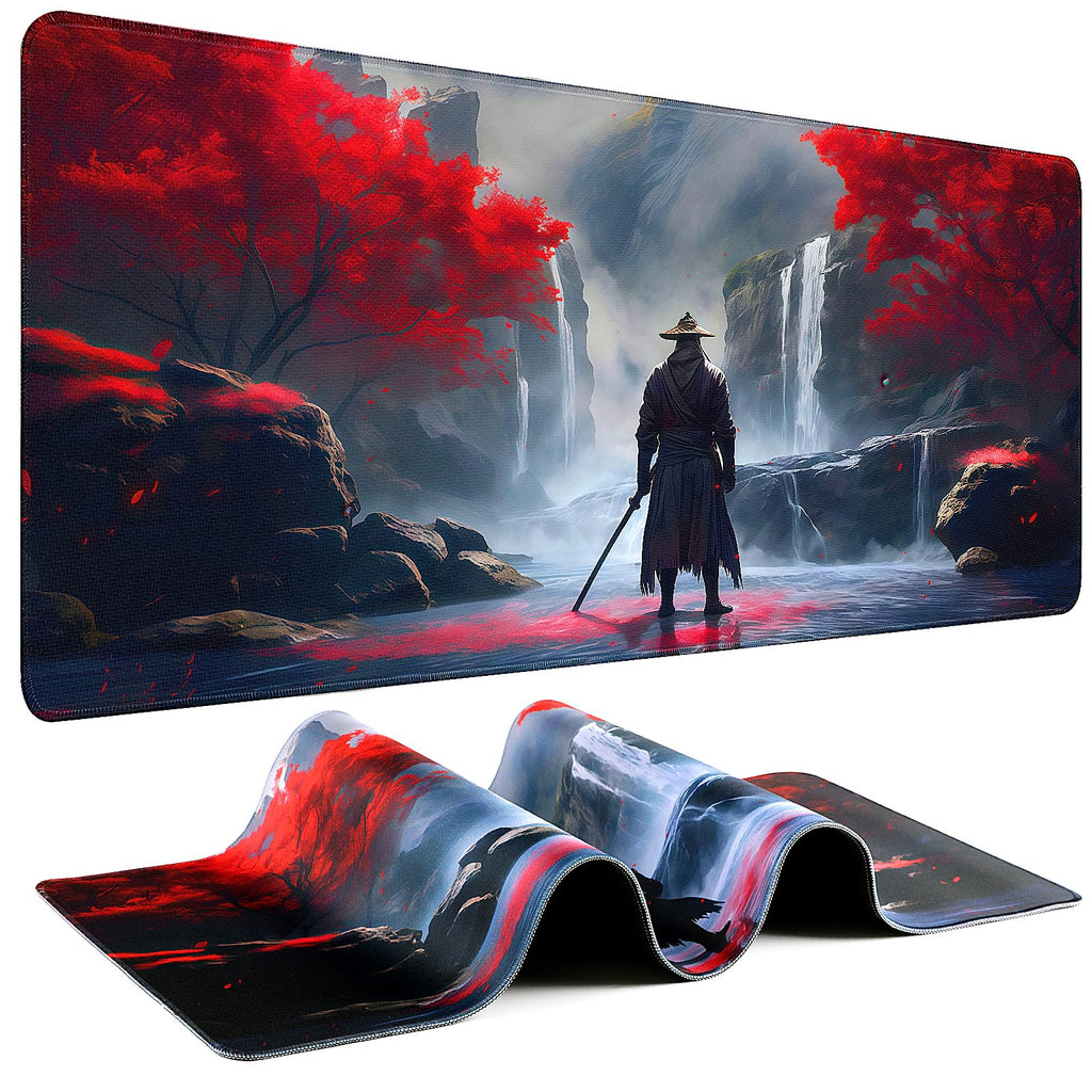 Mouse Pad Gaming - Desk Mat for Keyboard and Mouse - Kanagawa Large Mouse Pad for Desk, Japanese Sea Wave Mousepad (31.5 x 11.8inch) with Non-Slip Base, Desks Pad Mat for Game, Office and Home
