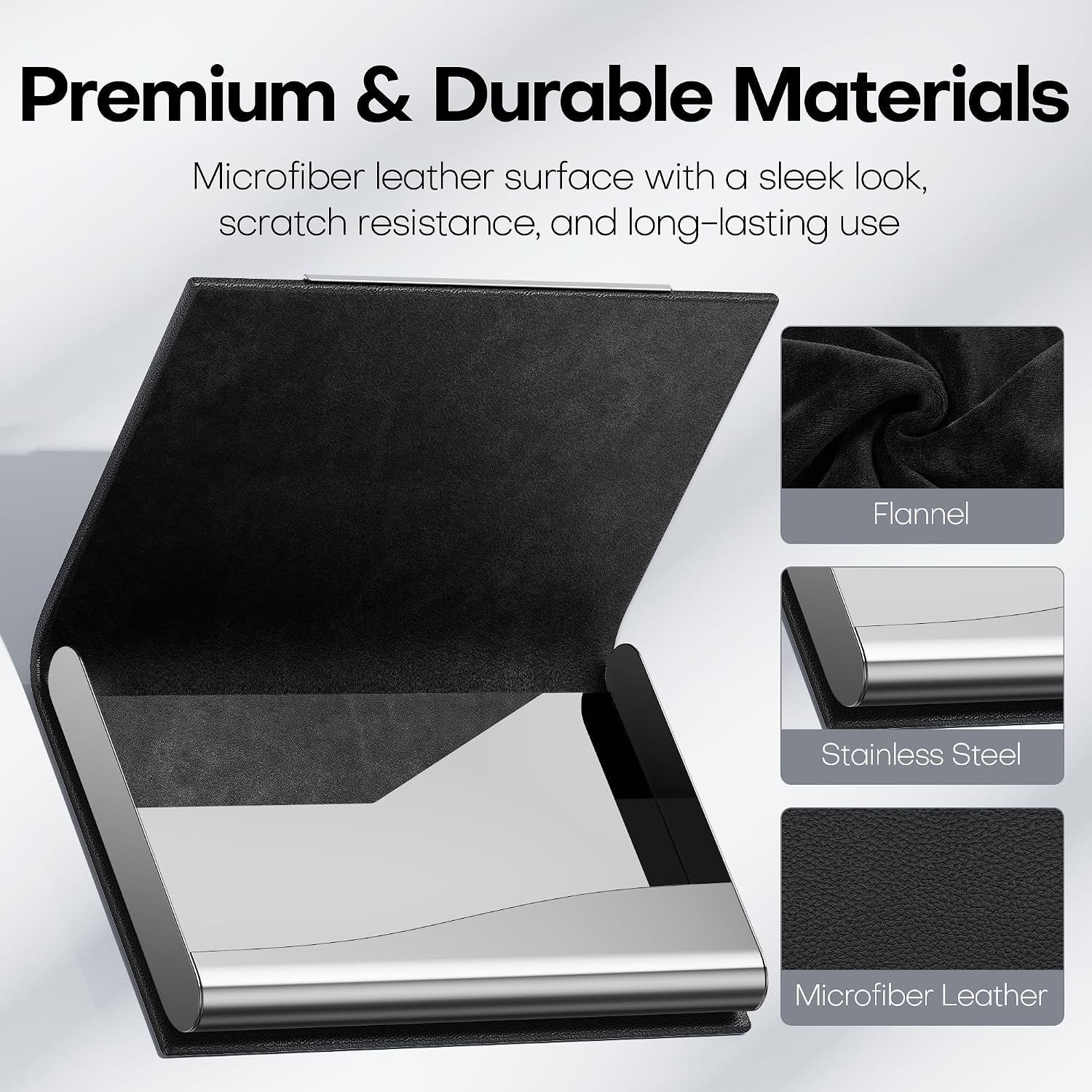 Padike Business Card Holder/ Case Professional PU Leather & Stainless Steel Multi Wallet Credit Card ID Case/Holder for Men & Women. (Black)
