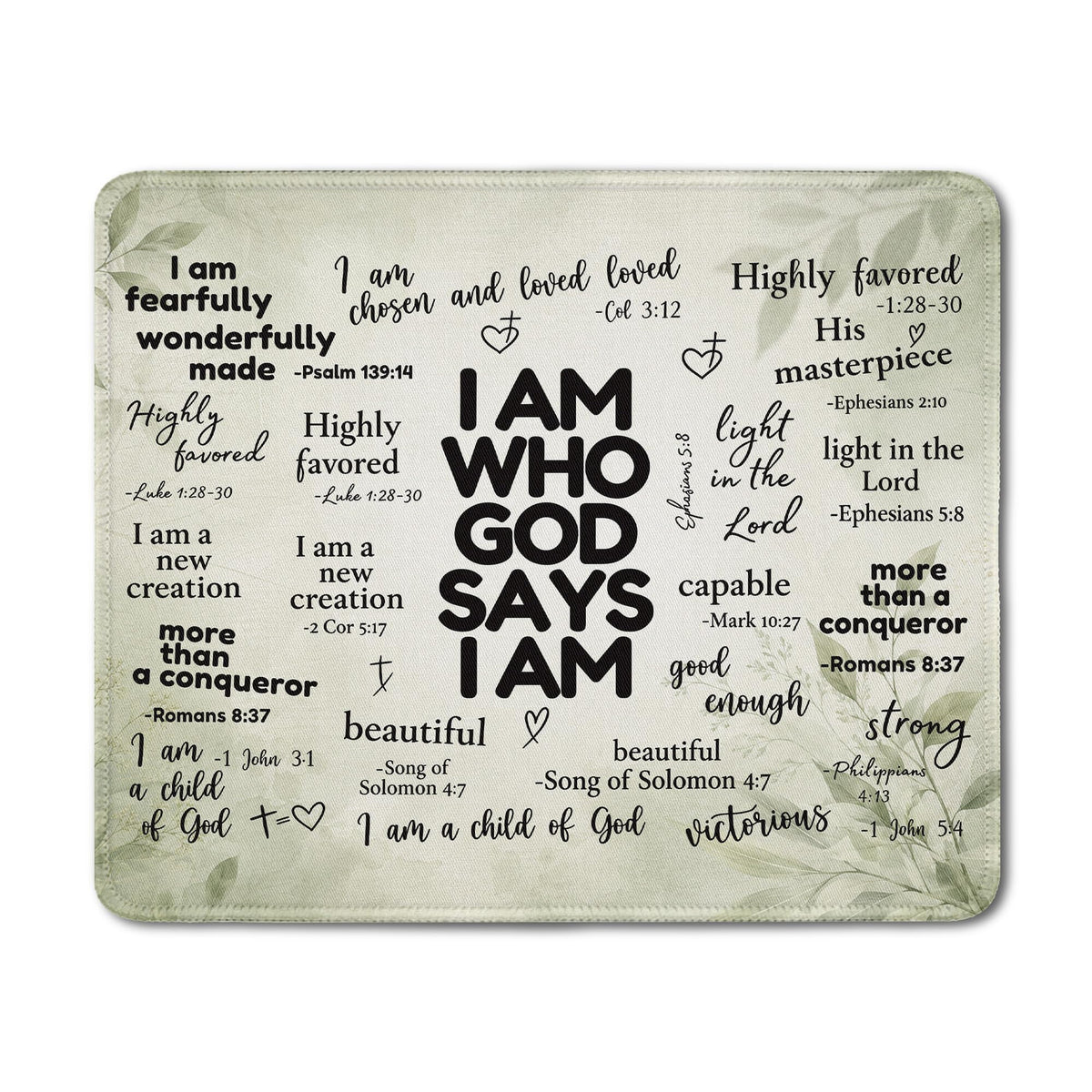 Inspirational Christian God Says I Am Mouse Pad, Minimalist Boho Floral Bible Verse Affirmation Mouse Pads Mousepad for Home Office Dorm Computers Laptop Supplies Desk Accessories, 9.5x7.9 Inch
