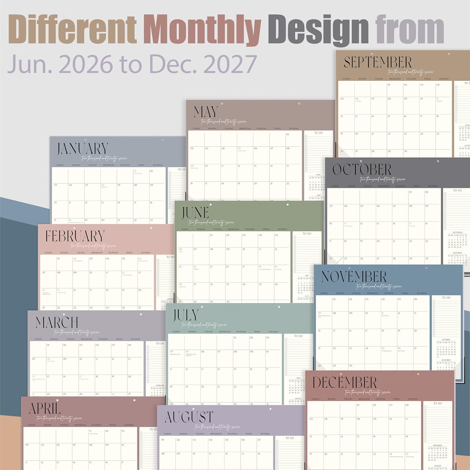 GuassLee Desk Calendar 2026-2027, 19 Months (Jun 2026-Dec 2027), 14" x 11"